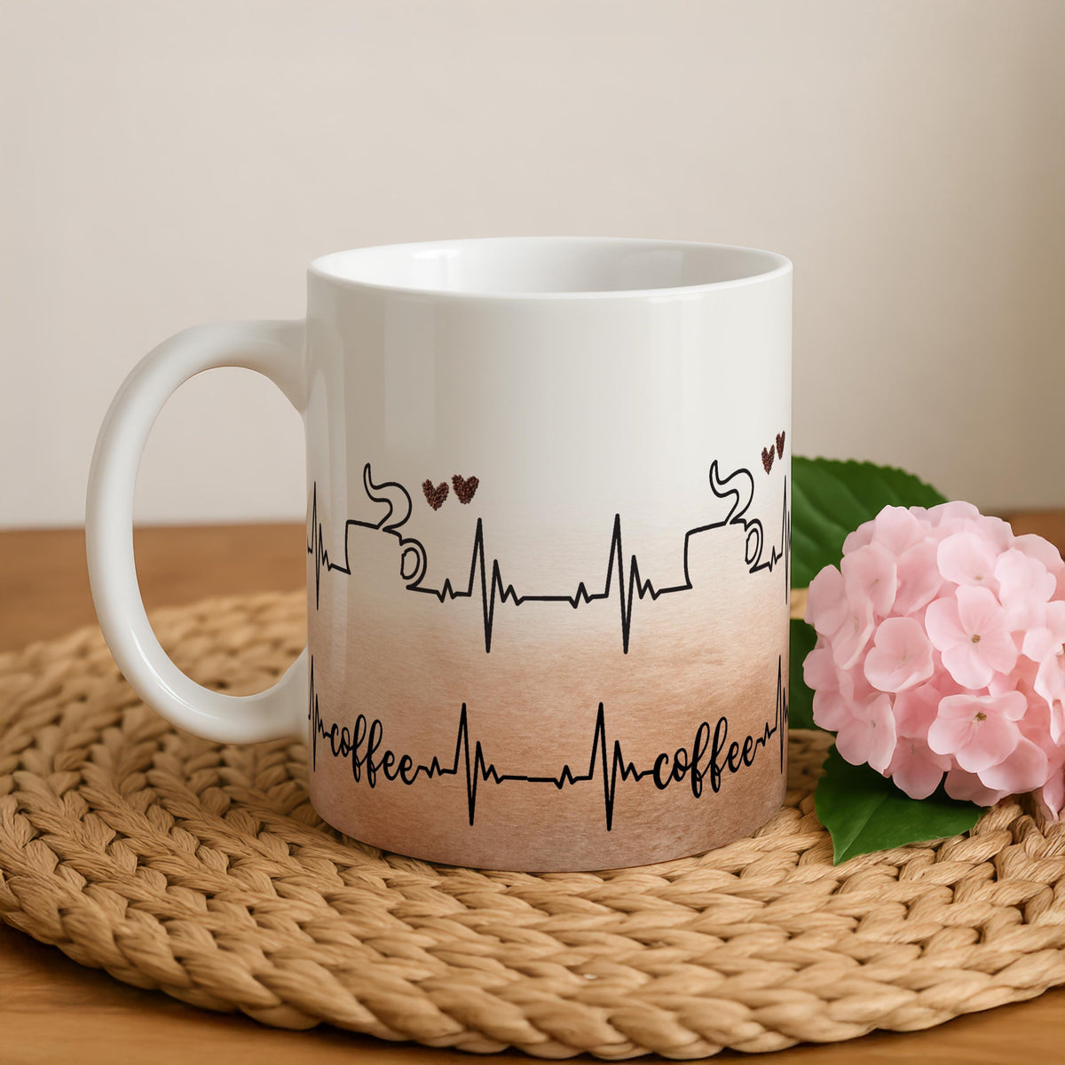 ECG Heart Beat Design Coffee Mug, Doctor Appreciation Gift Ceramic Cup