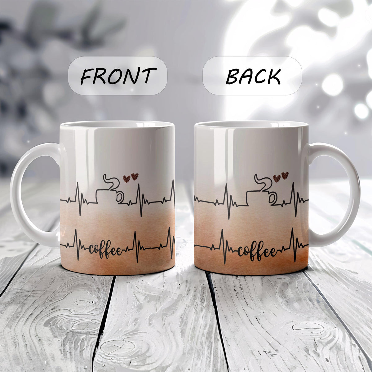 ECG Heart Beat Design Coffee Mug, Doctor Appreciation Gift Ceramic Cup