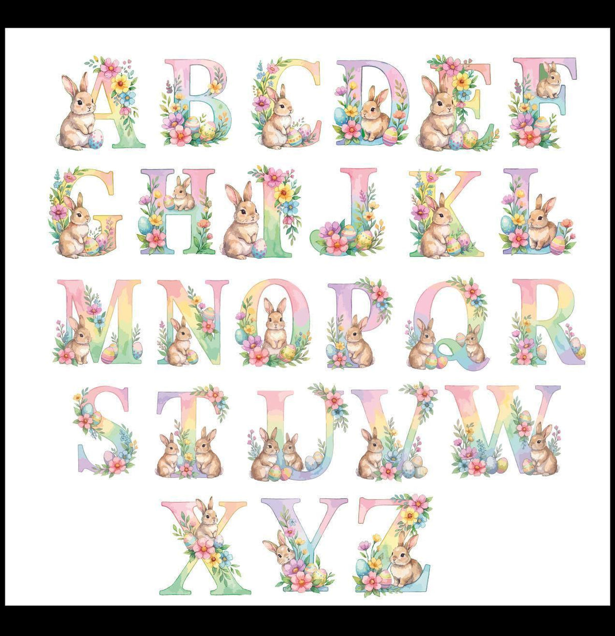 Custom Floral Alphabet Easter Ceramic Mug, Personalized Easter Bunny Initial Letter Cup