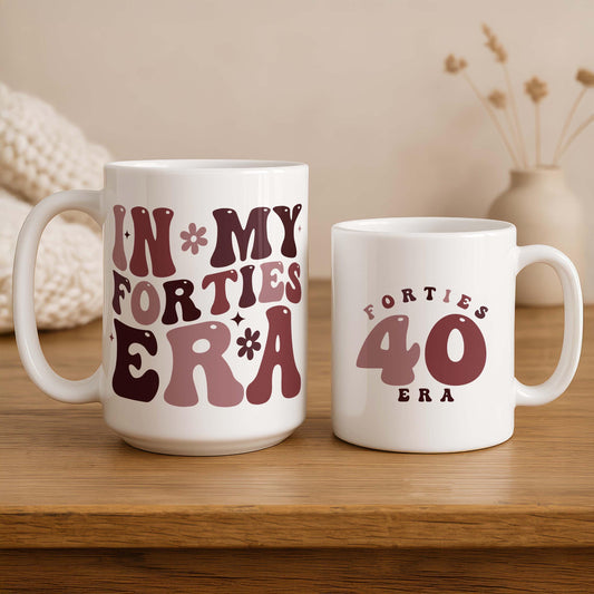 In My Forties Era Mug, 40th Birthday Gift, Cute Coffee Cup Gifts for Women
