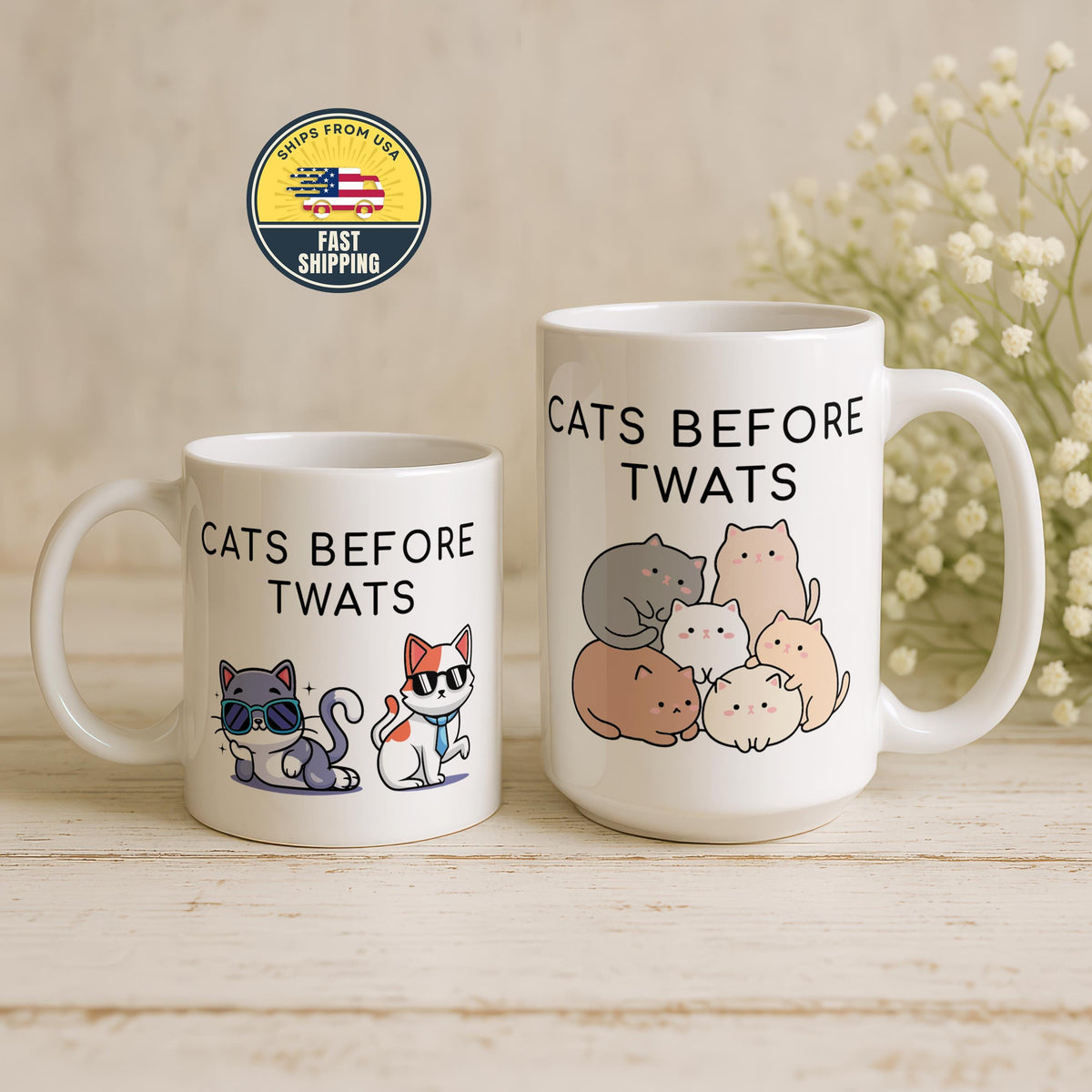 Cats Before Twats Mug, Sarcastic Pet Lover Mug, Funny Animal Tea Mug, Cat Owner Gift