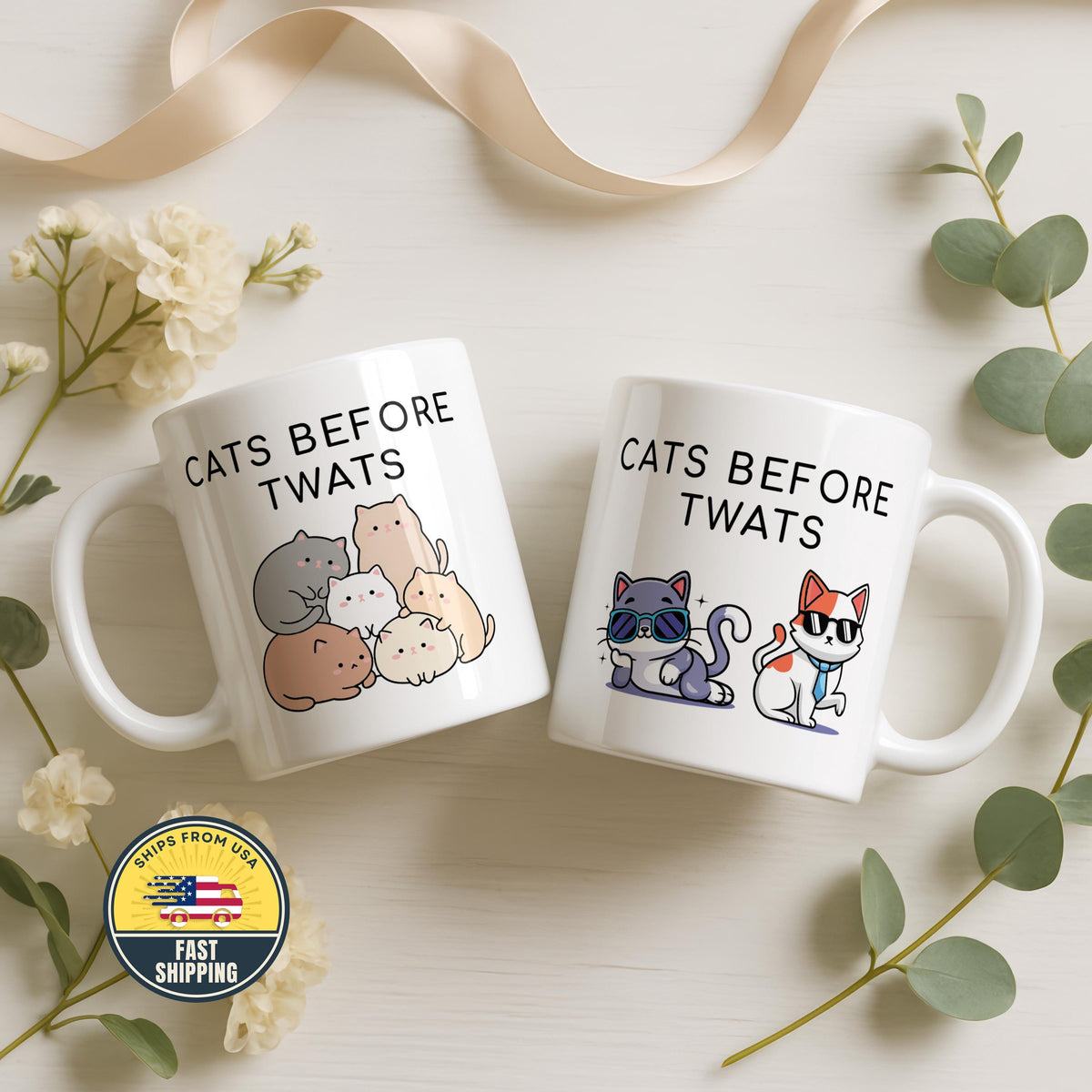 Cats Before Twats Mug, Sarcastic Pet Lover Mug, Funny Animal Tea Mug, Cat Owner Gift