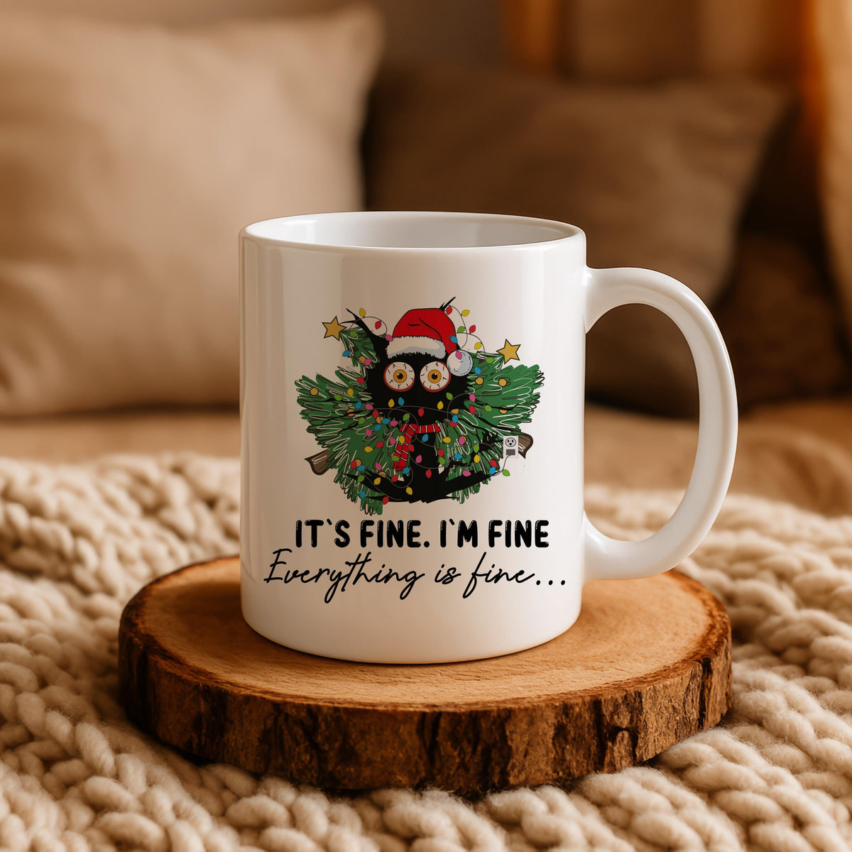 It's Fine I'm Fine Everything Is Fine Mug, Funny Christmas Humor Coffee Cup