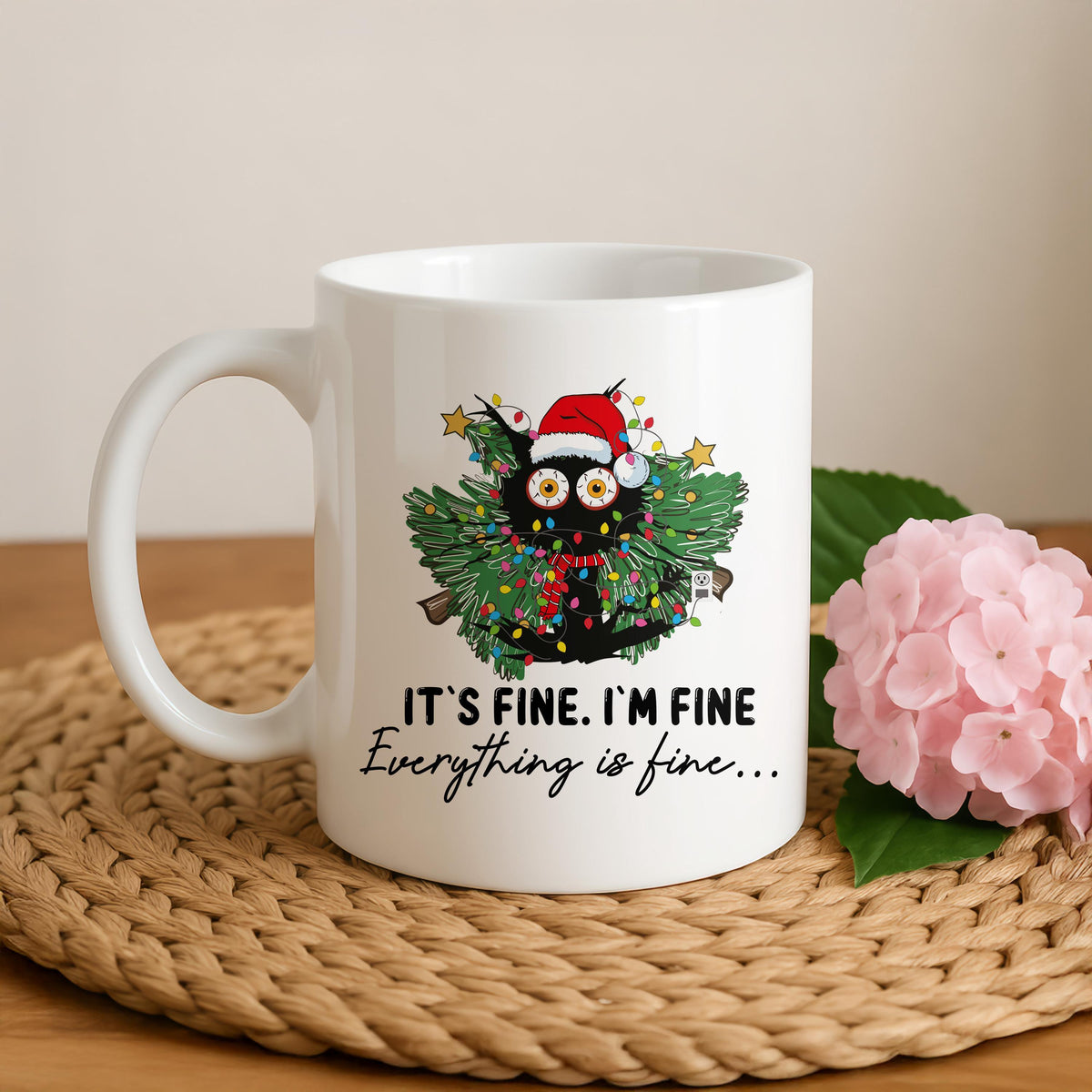 It's Fine I'm Fine Everything Is Fine Mug, Funny Christmas Humor Coffee Cup