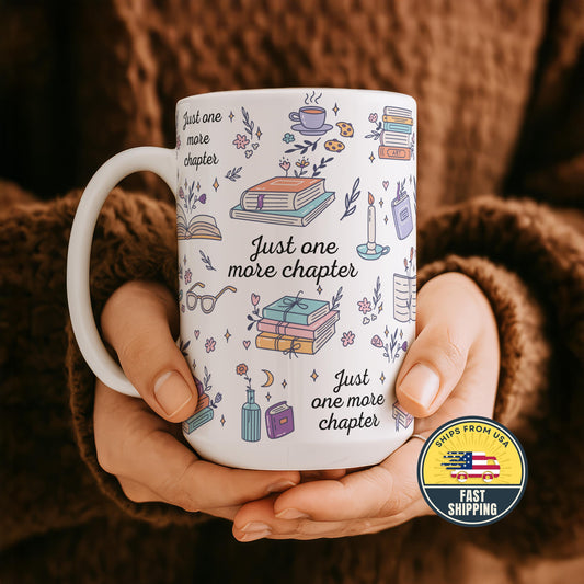 Just One More Chapter Mug, Book Lover Coffee Cup, Girls Book Club Gift, Librarian Gift