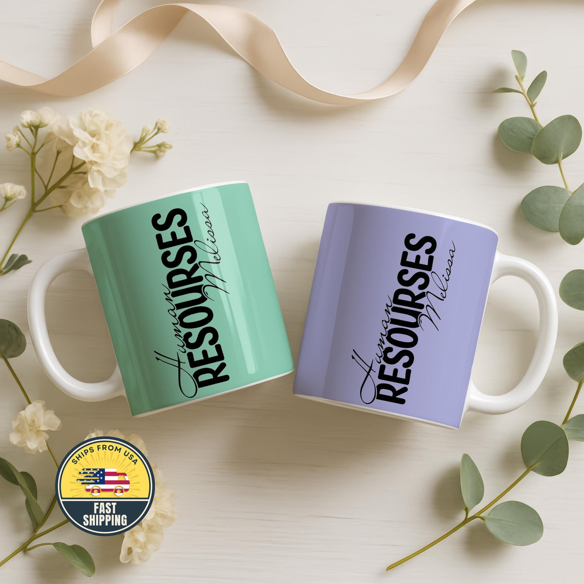 Personalized Human Resources Mug, Custom HR Coffee Mug, Colorful HR Appreciation Mug