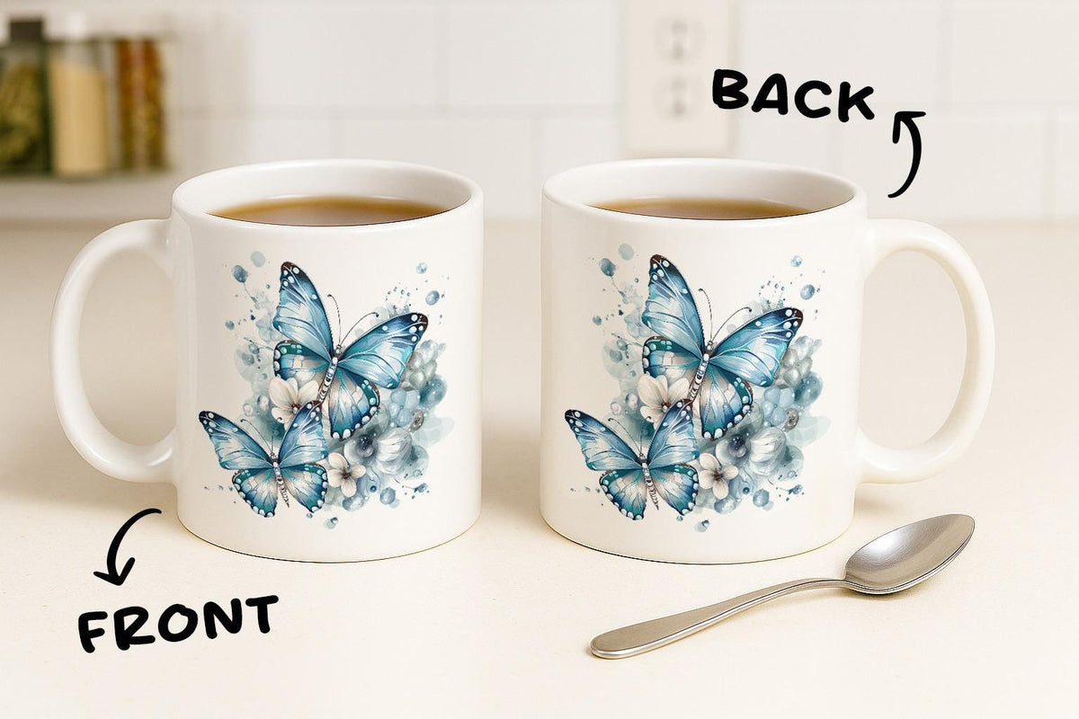 Personalizable Monogrammed Coffee Mug, Unique Floral Initials Design Ceramic Cup