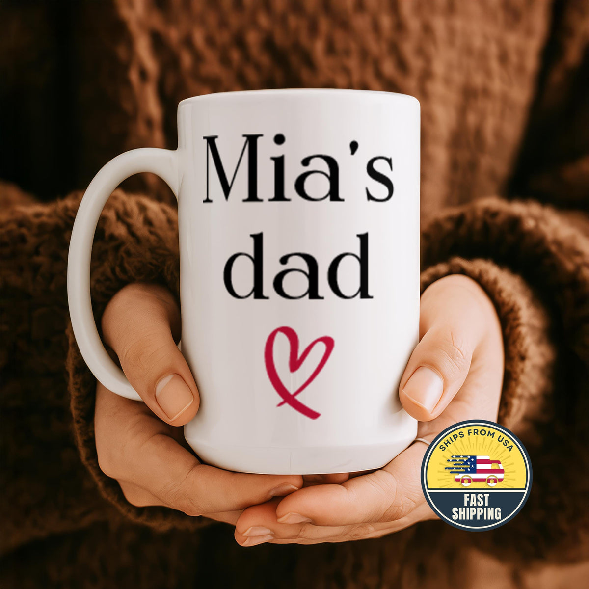 Personalized Dad Mug from Daughter, Custom Name Dad Coffee Mug, Father's Day Gift for Dad