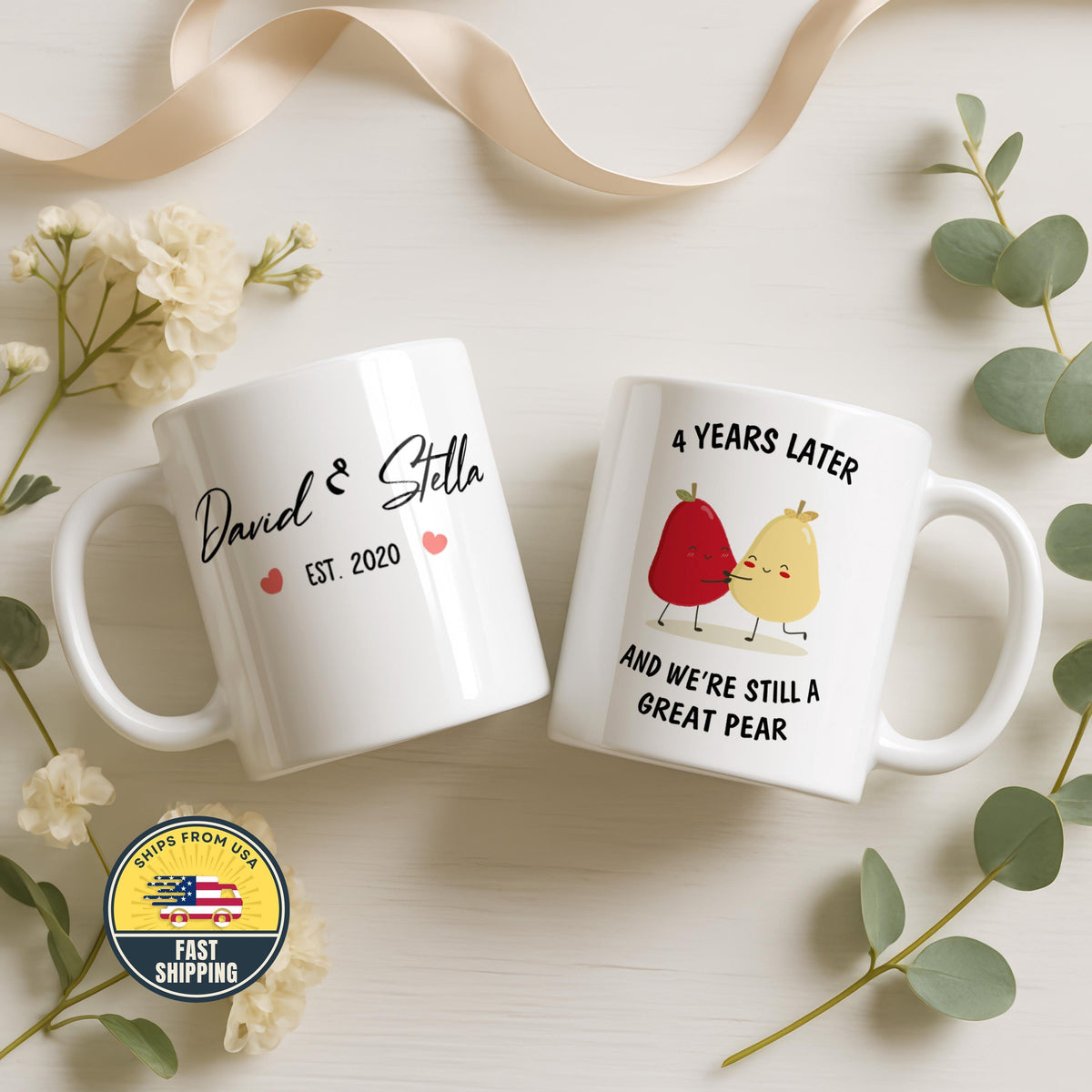Personalized Anniversary Mug, Great Pear Funny Love Mug, Anniversary Gift For Couple