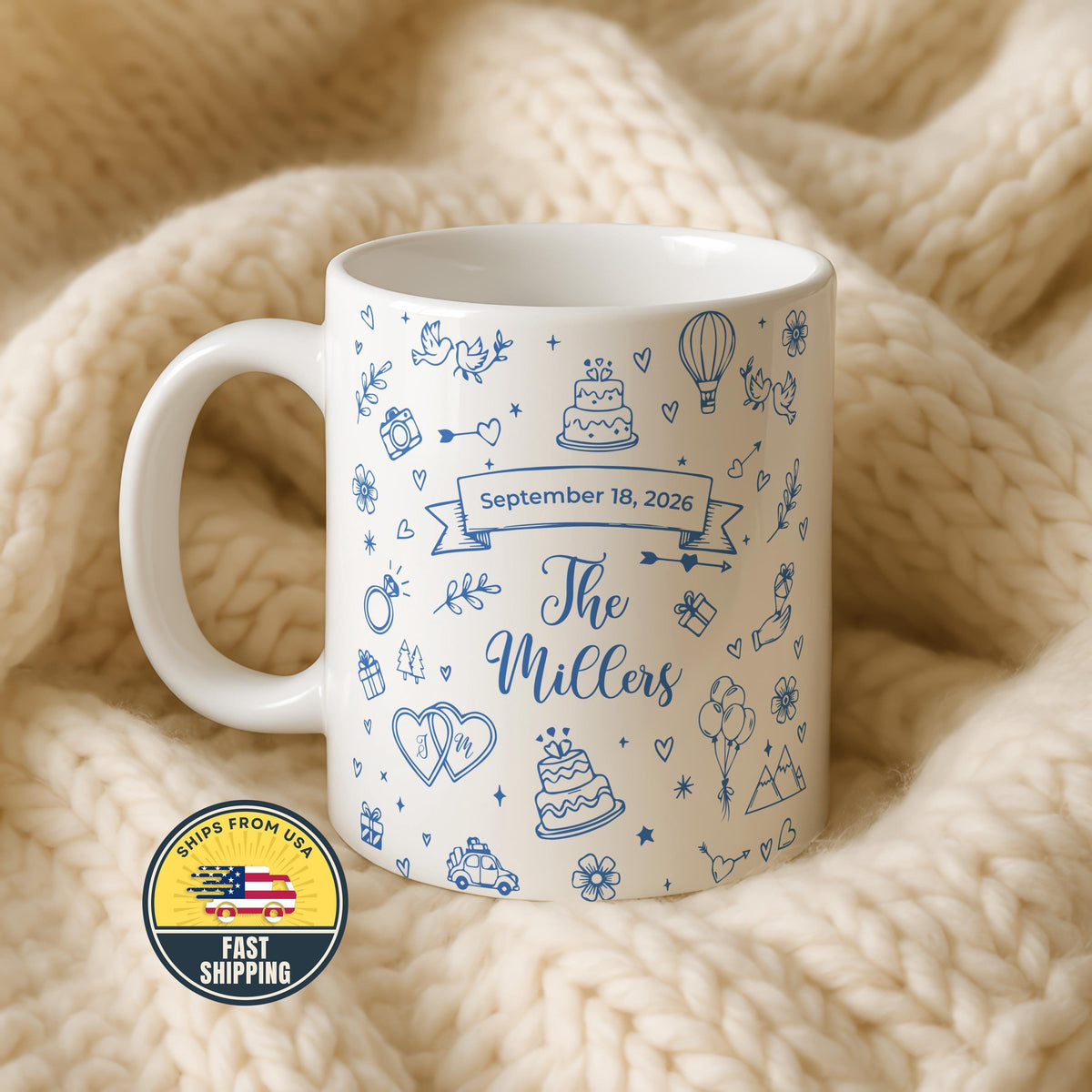 Custom Couple Valentine Mug, Personalized Bridal Mug, Married Coffee Cups