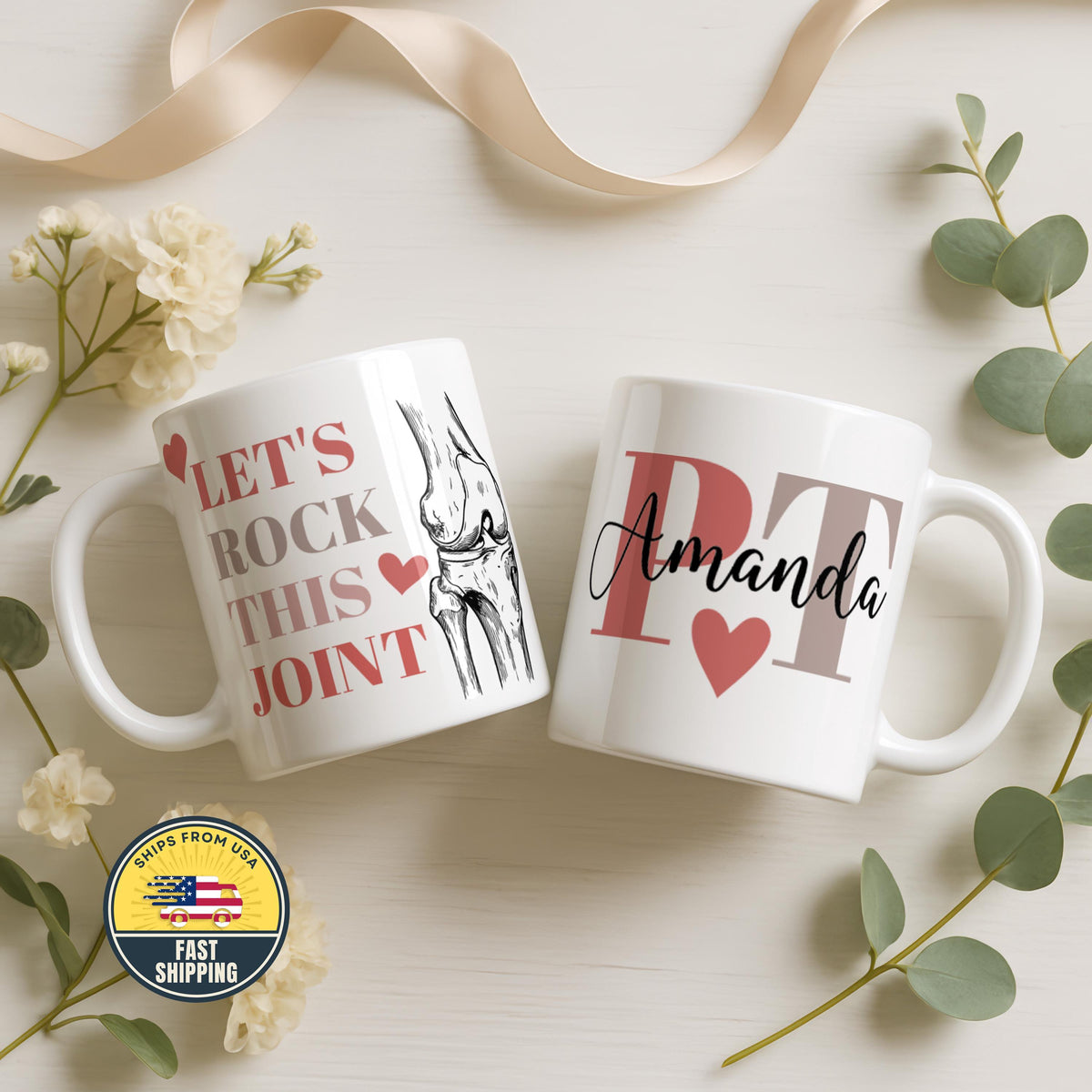Physical Therapist Gift Mug, Let's Rock This Joint Mug, Personalized Name PT Mug