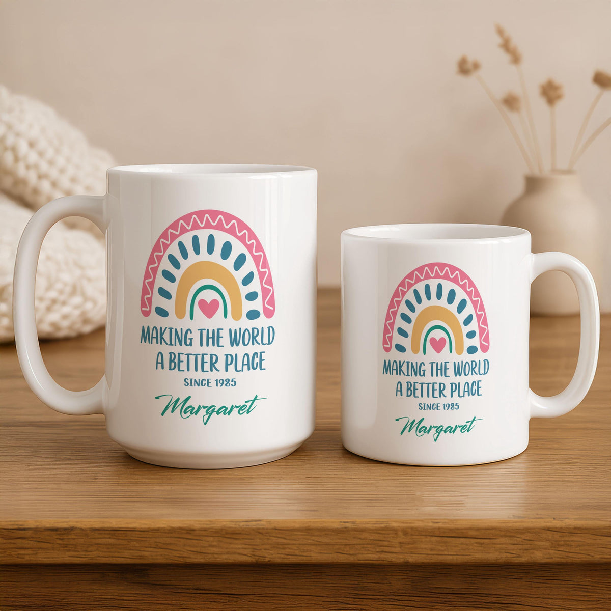 Making the World a Better Place Since Mug, Cute Milestone Birthday Mugs