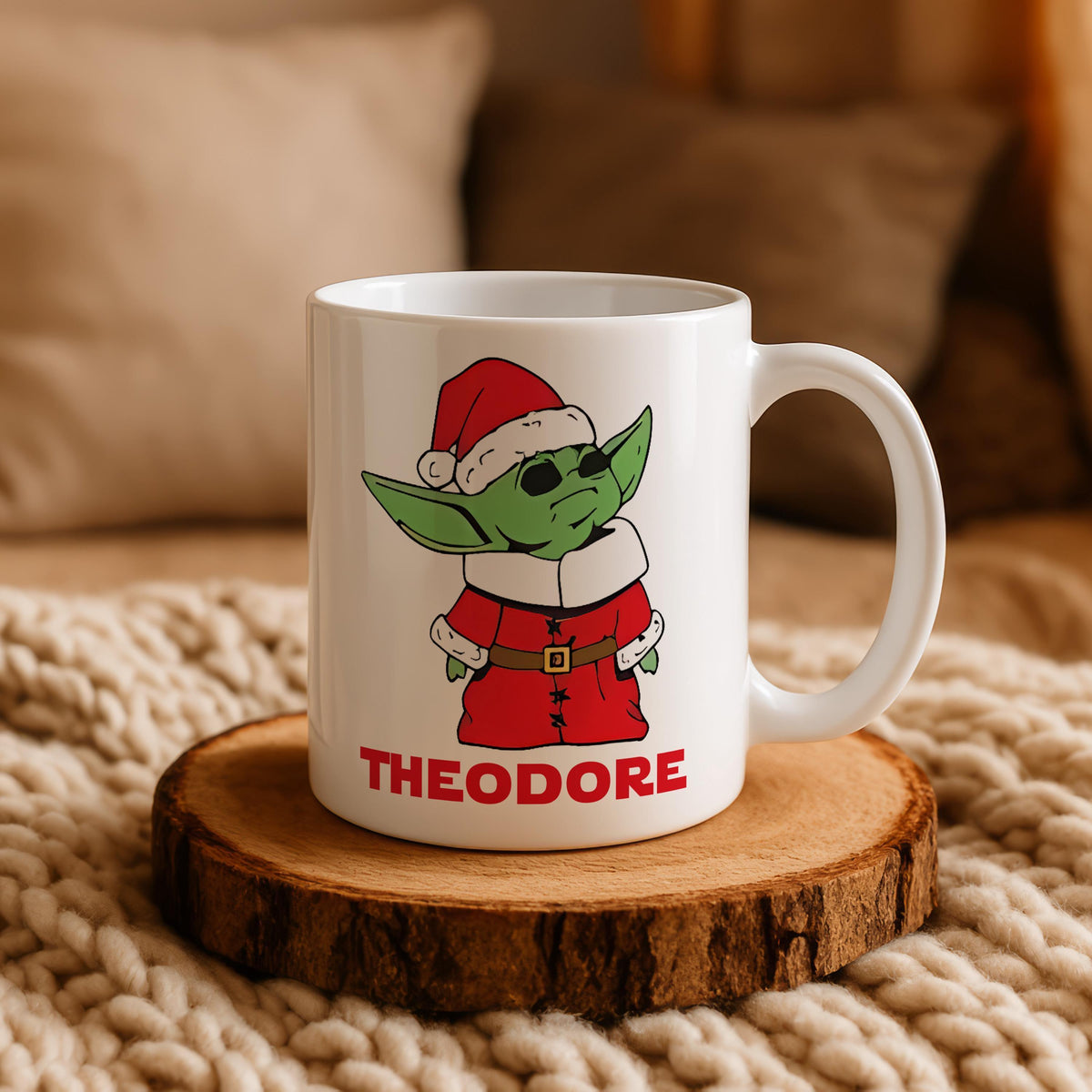 Sci-Fi Christmas Mug, Personalized Holiday Coffee Cup, Geeky Xmas Gift, Custom Name Drinkware