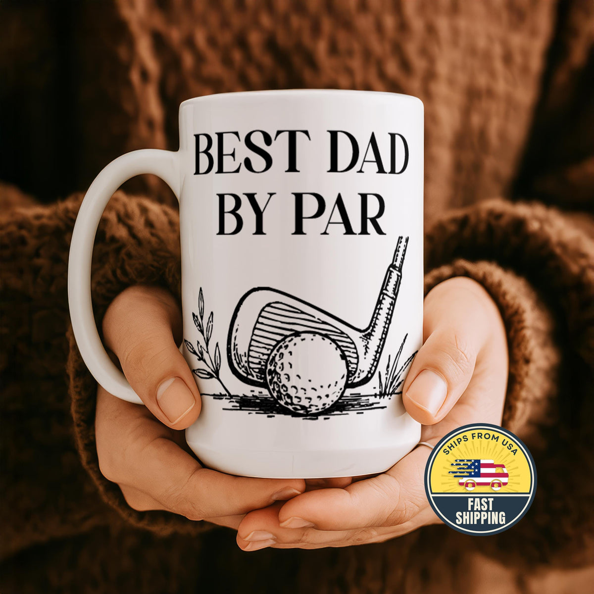Best Dad By Par Golf Mug, Funny Golfer Coffee Cup for Father, Fathers Day Gift for Dad