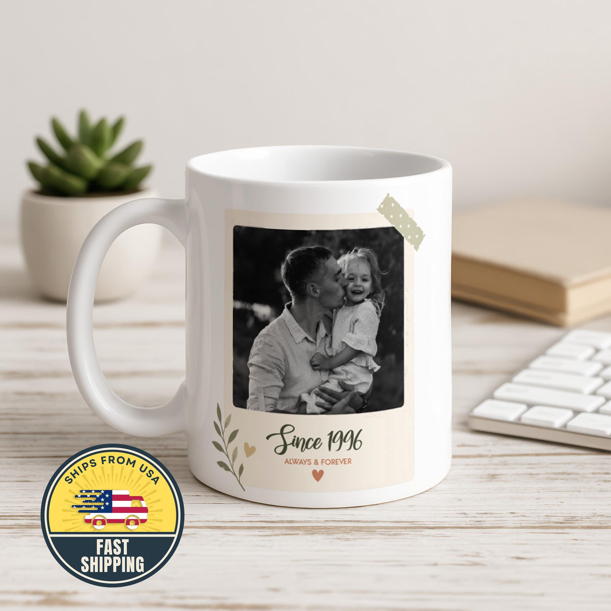 Personalized Photo Mug for Dad, Custom Family Picture Coffee Cup, Father's Day Gift
