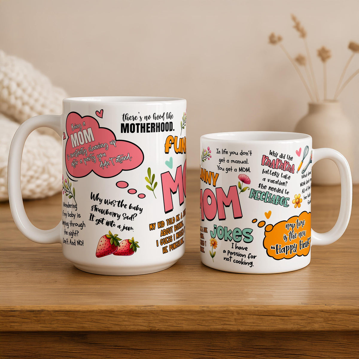 Funny Mom Jokes Coffee Mug, Motherhood Humor Pottery Cup