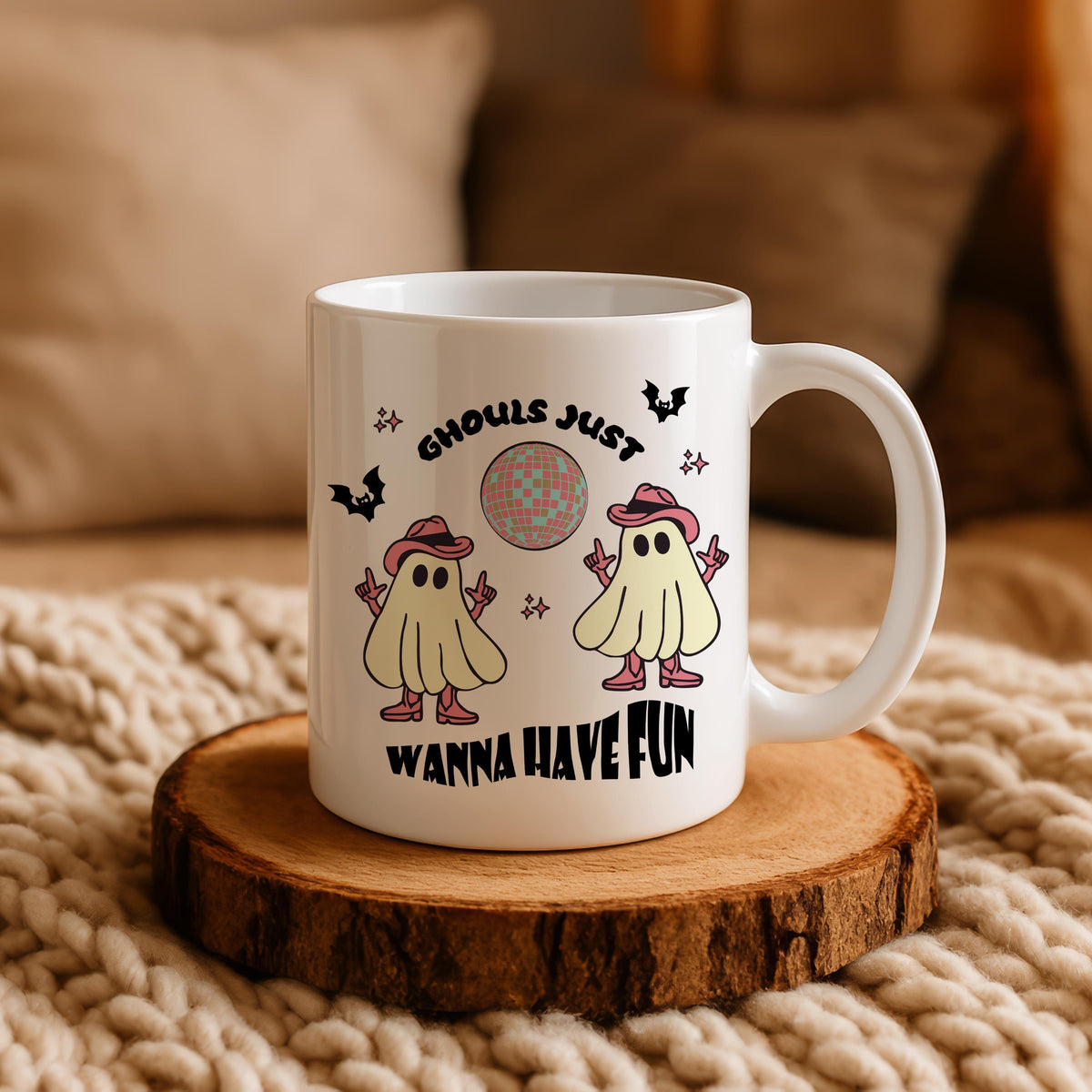 Ghouls Just Wanna Have Fun Coffee Mug, Cute 80s Vibes Halloween Party Gift