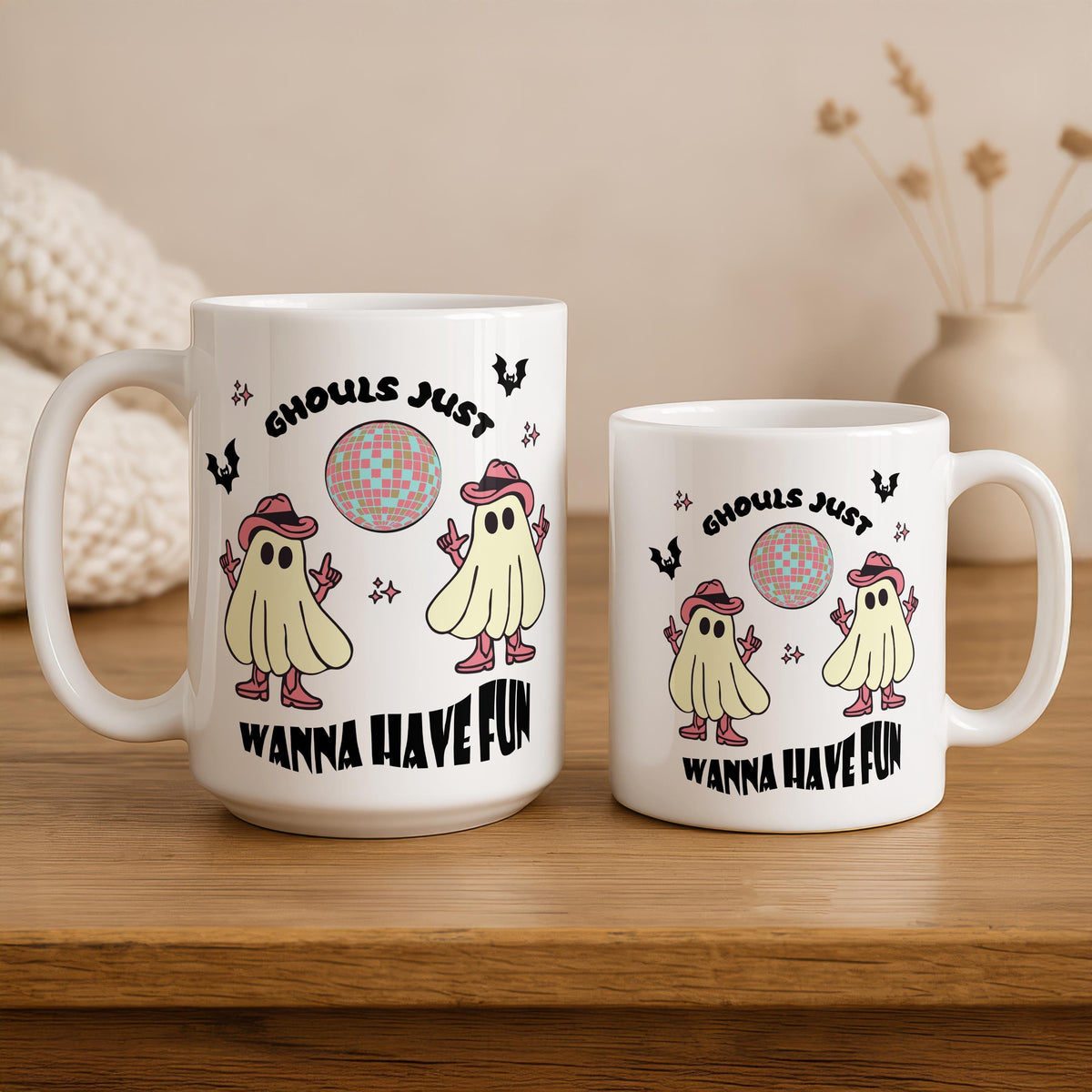 Ghouls Just Wanna Have Fun Coffee Mug, Cute 80s Vibes Halloween Party Gift