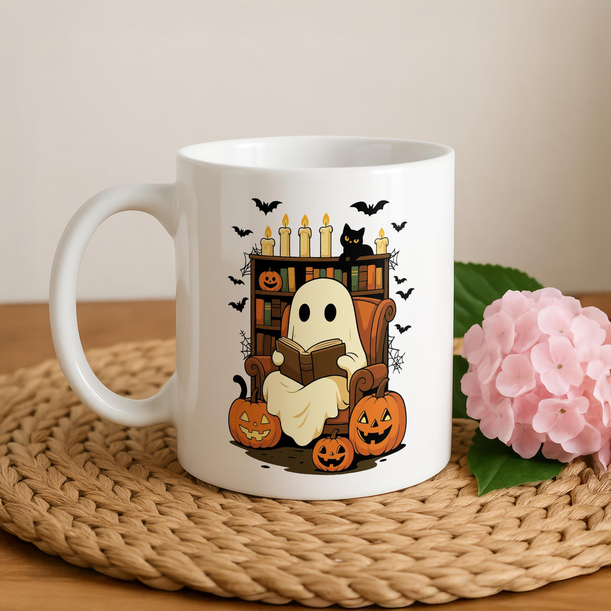 Personalized Happy Halloween Coffee Mug, Spooky Season Bookworm Gift