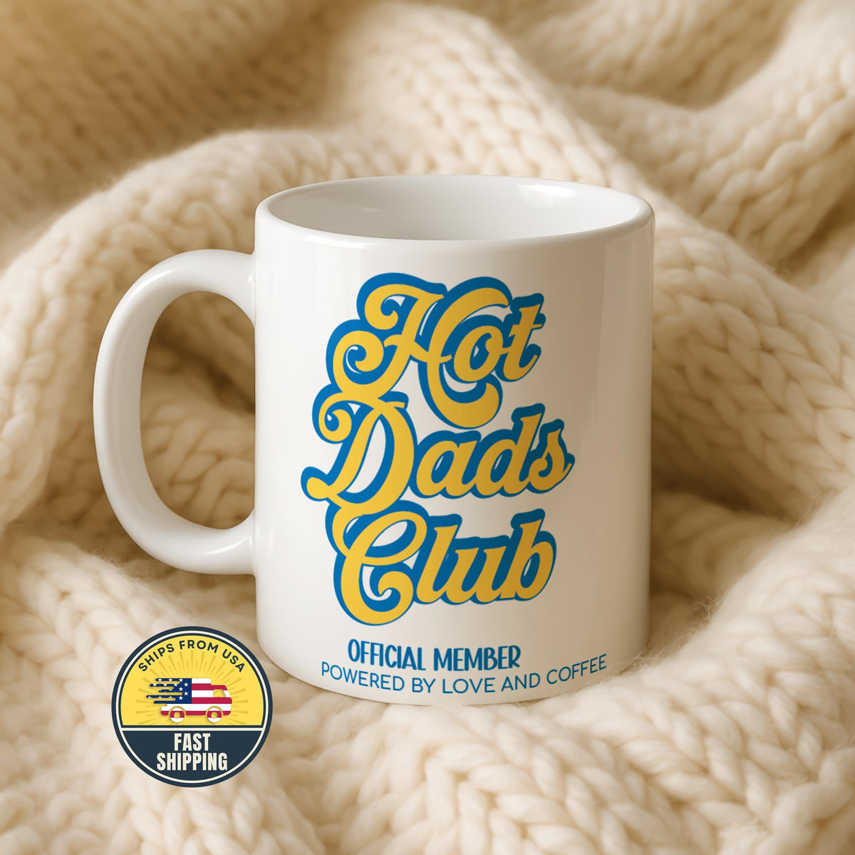 Hot Dads Club Mug, Official Member Powered By Love And Coffee Cup, Funny Dad Coffee Mug
