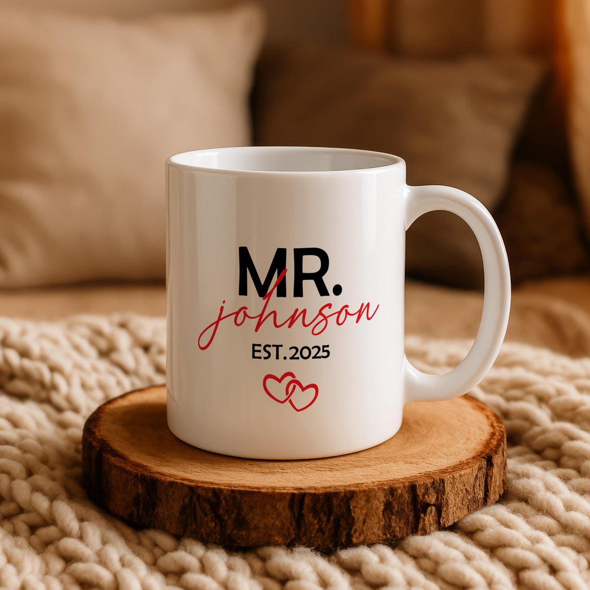 Personalized Mr. & Mrs. Mugs Set, Custom Name Copuple Wedding Gift