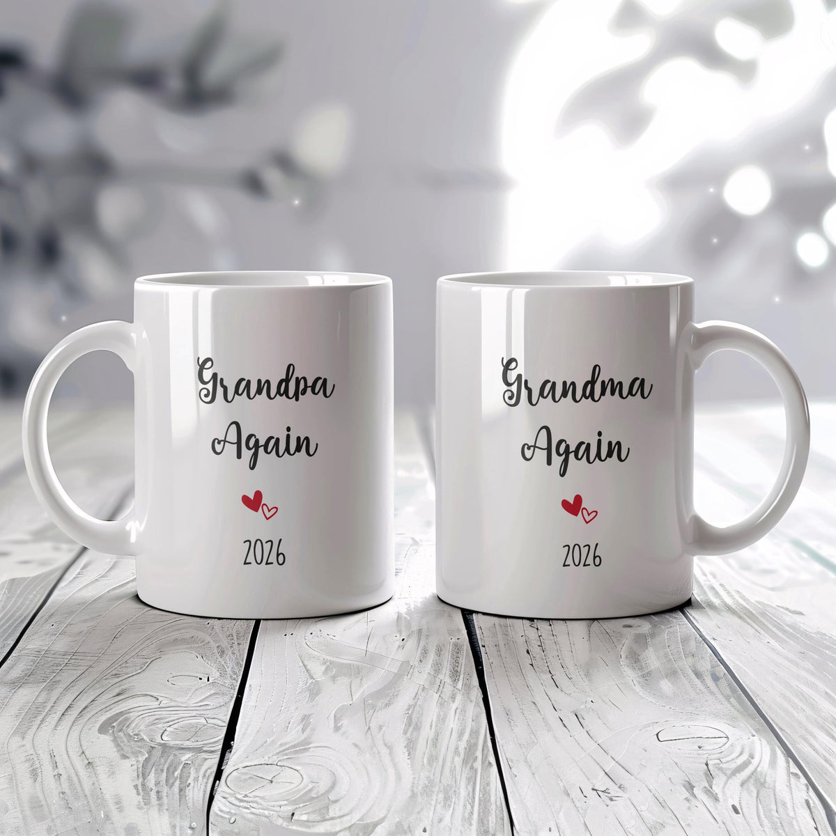 Personalized Grandma and Grandpa Again Mugs, New Grandma Grandpa Gift