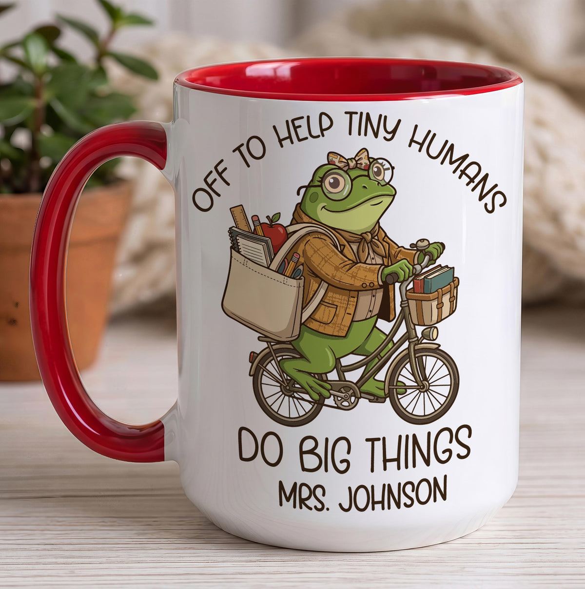 Custom Off to Help Tiny Humans Do Big Things Mug, Personalized Teacher Coffee Cup