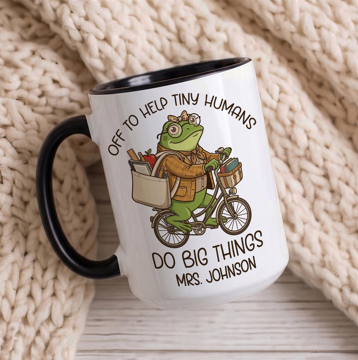 Custom Off to Help Tiny Humans Do Big Things Mug, Personalized Teacher Coffee Cup