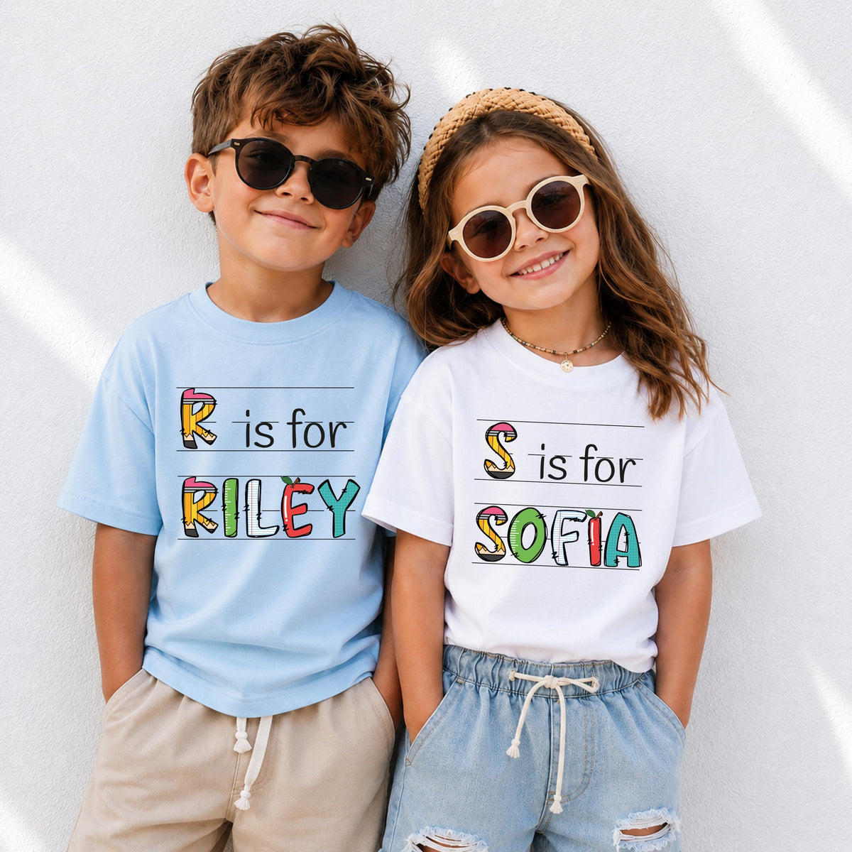 Custom Name School Shirt, Alphabet First Day of School Tee, Back to School Kids Gift