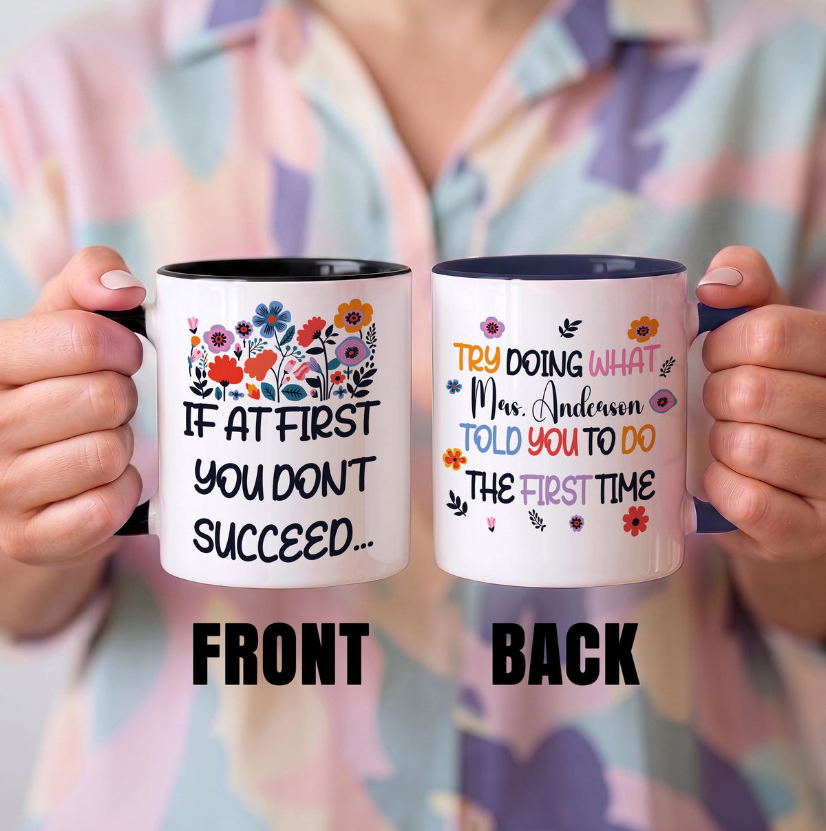 Personalized Floral Teacher Appreciation Coffee Cup