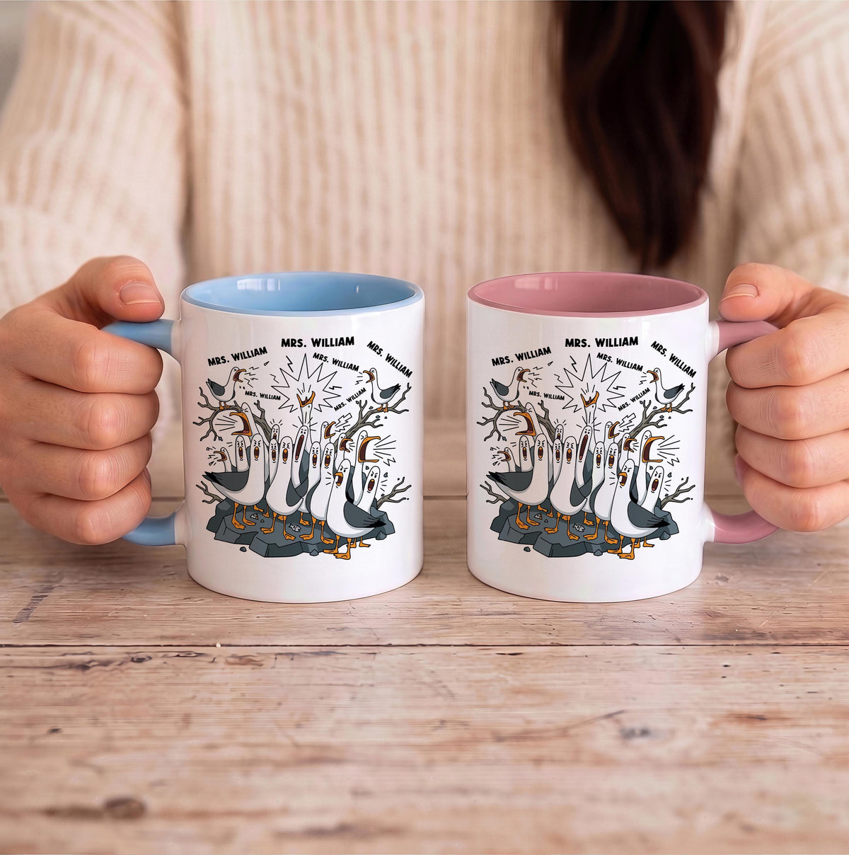 Personalized Funny Seagull Classroom Coffee Cup, Custom Teacher Back to School Ceramic Mug