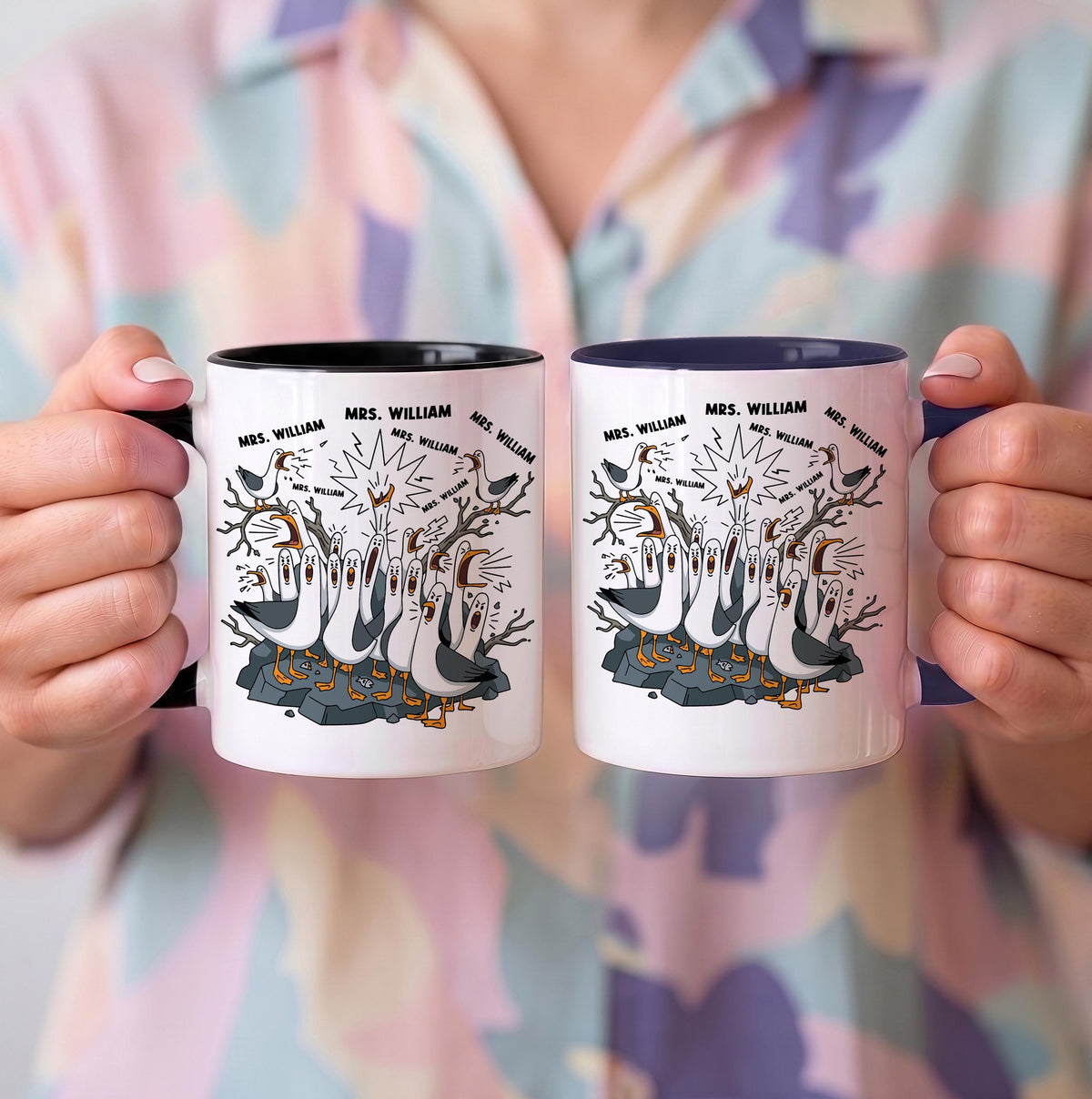 Personalized Funny Seagull Classroom Coffee Cup, Custom Teacher Back to School Ceramic Mug
