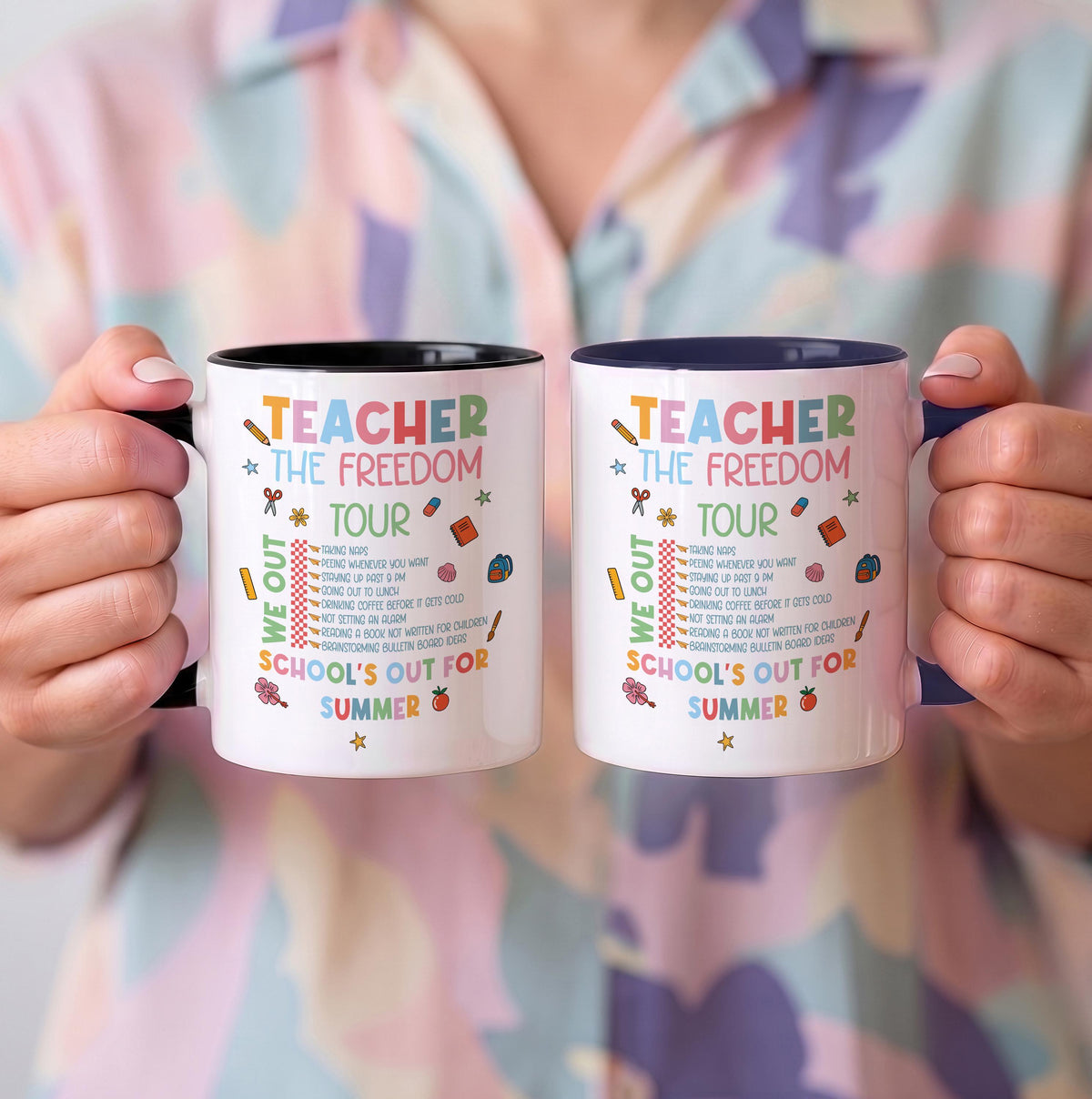 Teacher We Out Freedom Tour Ceramic Cup, Funny Last Day of School Coffee Mug