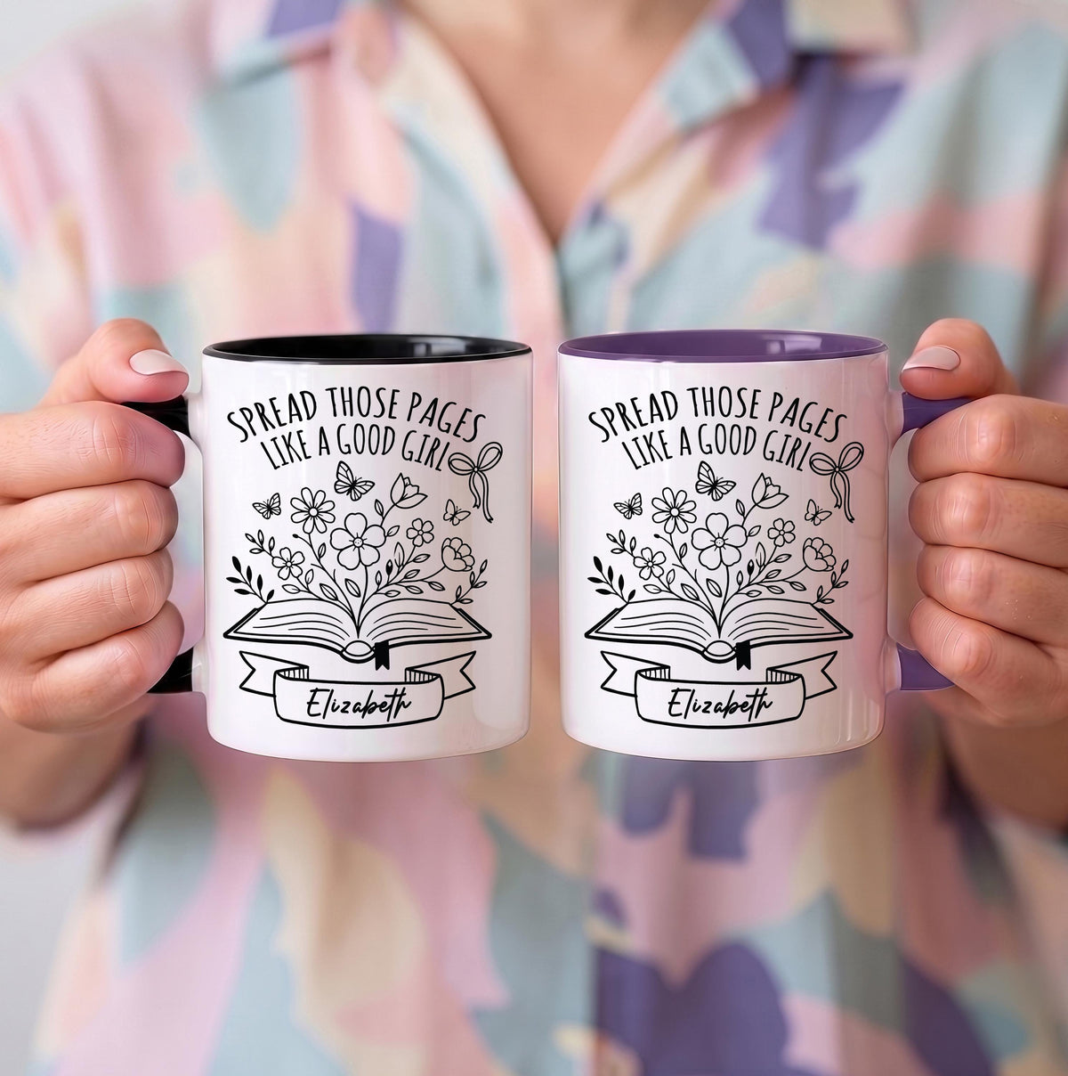 Custom Spread Those Pages Like a Good Girl Mug, Personalized Bookish Coffee Cup