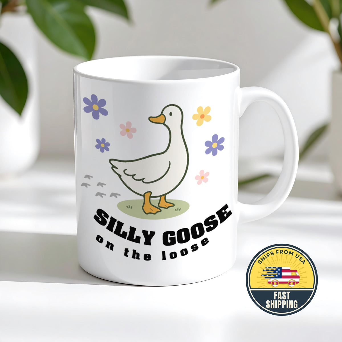 Silly Goose On The Loose Mug, Funny Goose Coffee Cup, Cute Animal Mug, Goose Lover Gift