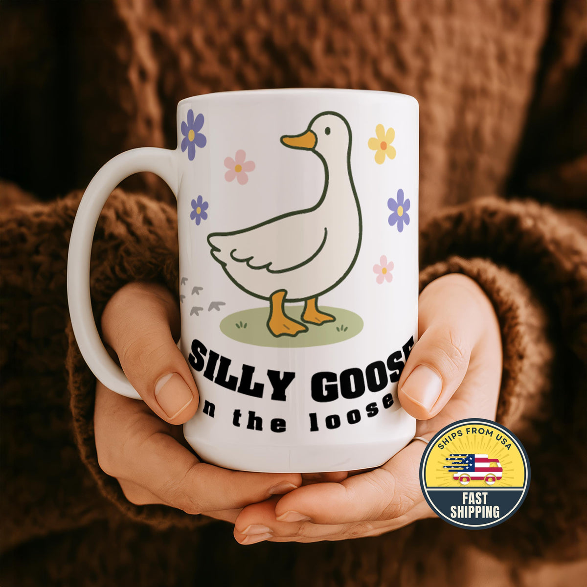 Silly Goose On The Loose Mug, Funny Goose Coffee Cup, Cute Animal Mug, Goose Lover Gift