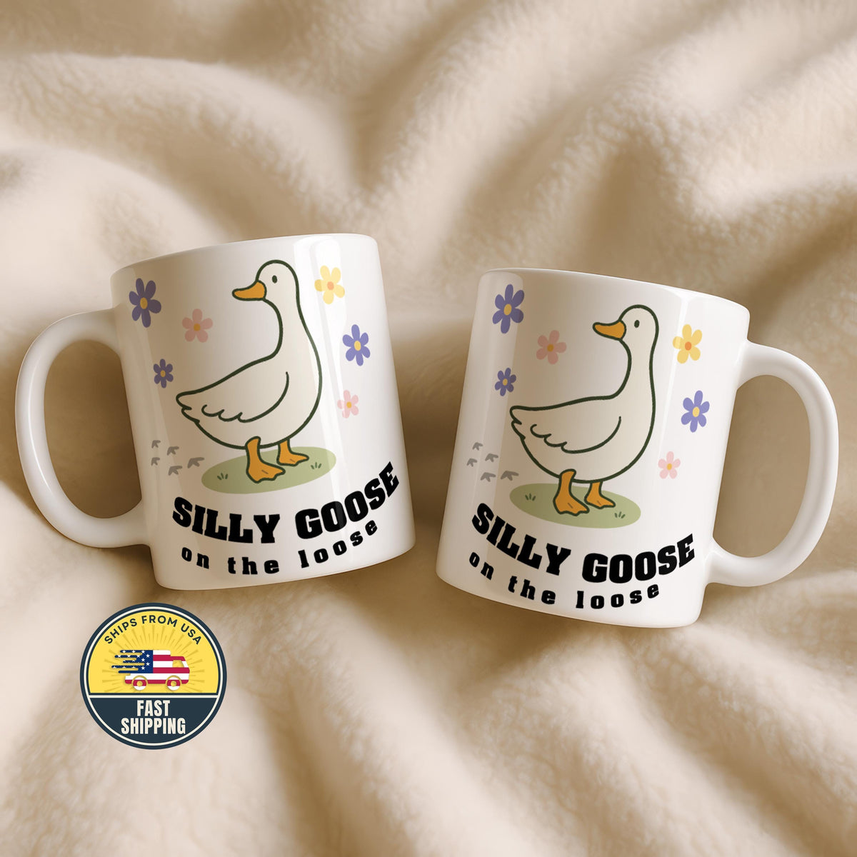 Silly Goose On The Loose Mug, Funny Goose Coffee Cup, Cute Animal Mug, Goose Lover Gift