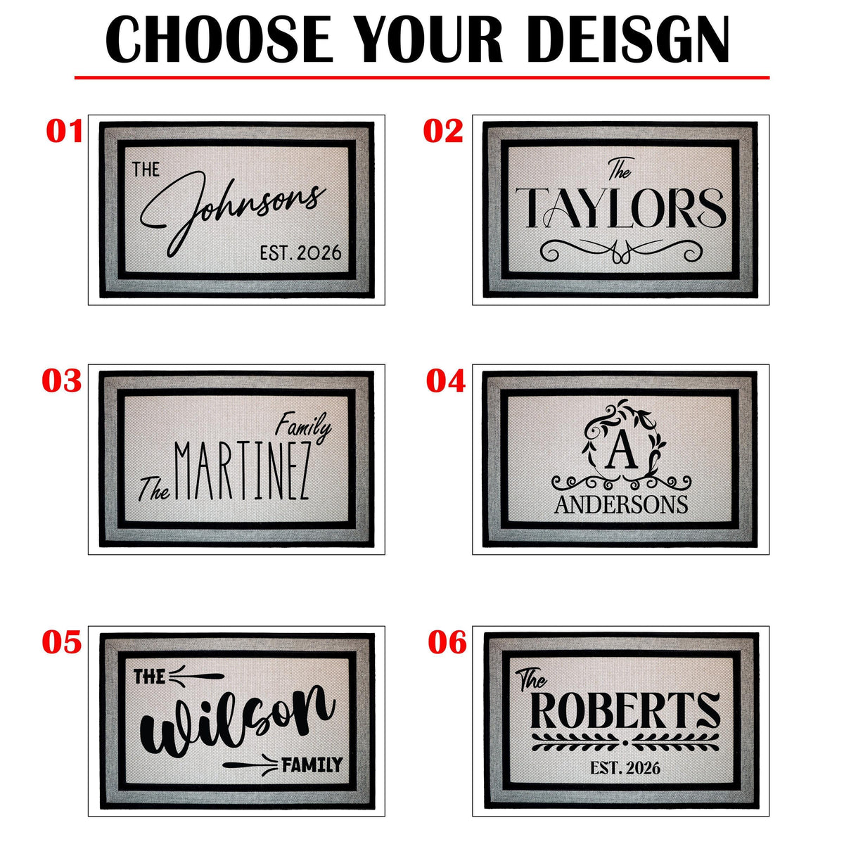 Personalized Family Monogram Doormat, Farmhouse Welcome Mat, Housewarming Gift