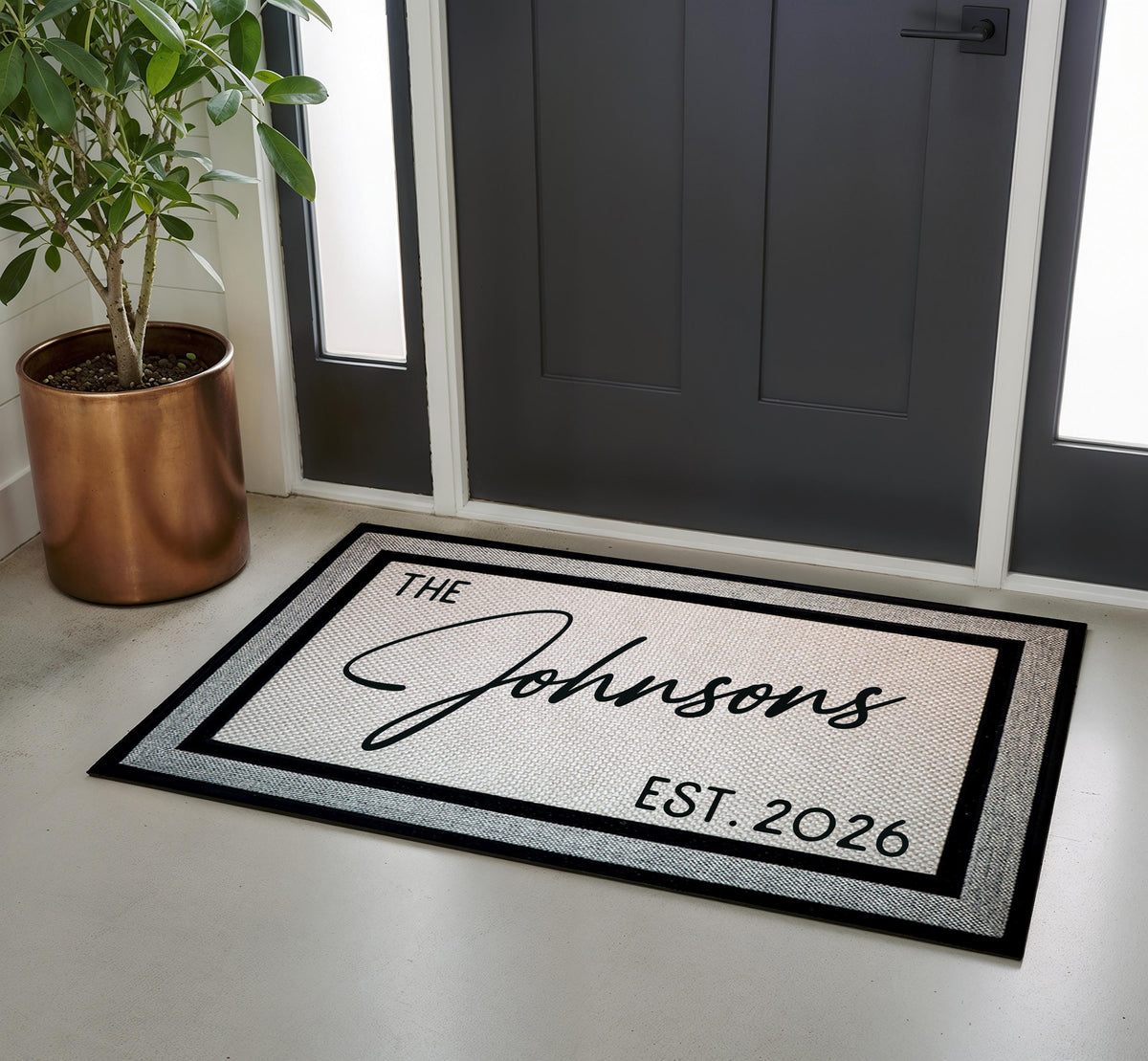 Personalized Family Monogram Doormat, Farmhouse Welcome Mat, Housewarming Gift