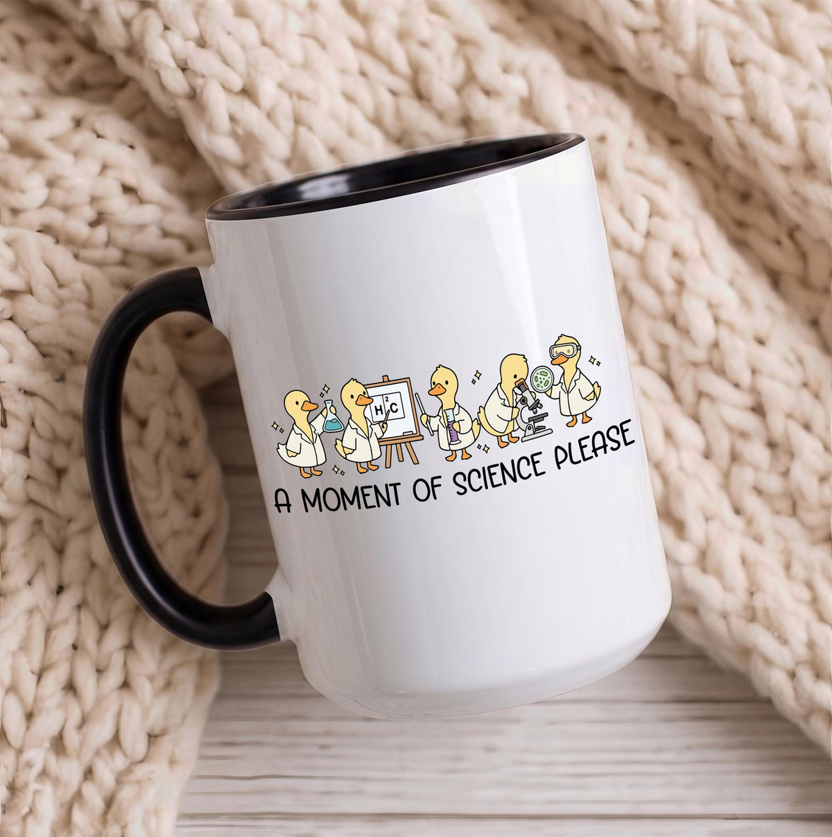A Moment of Science Please Coffee Mug, Funny Cute Duck STEM Teacher Cup
