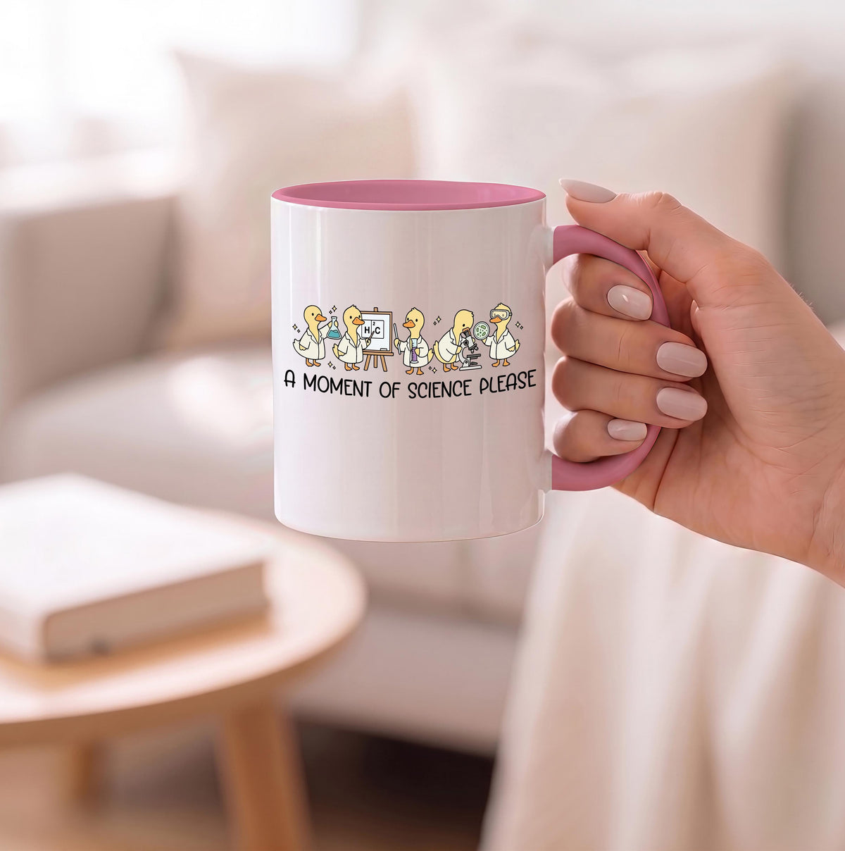A Moment of Science Please Coffee Mug, Funny Cute Duck STEM Teacher Cup