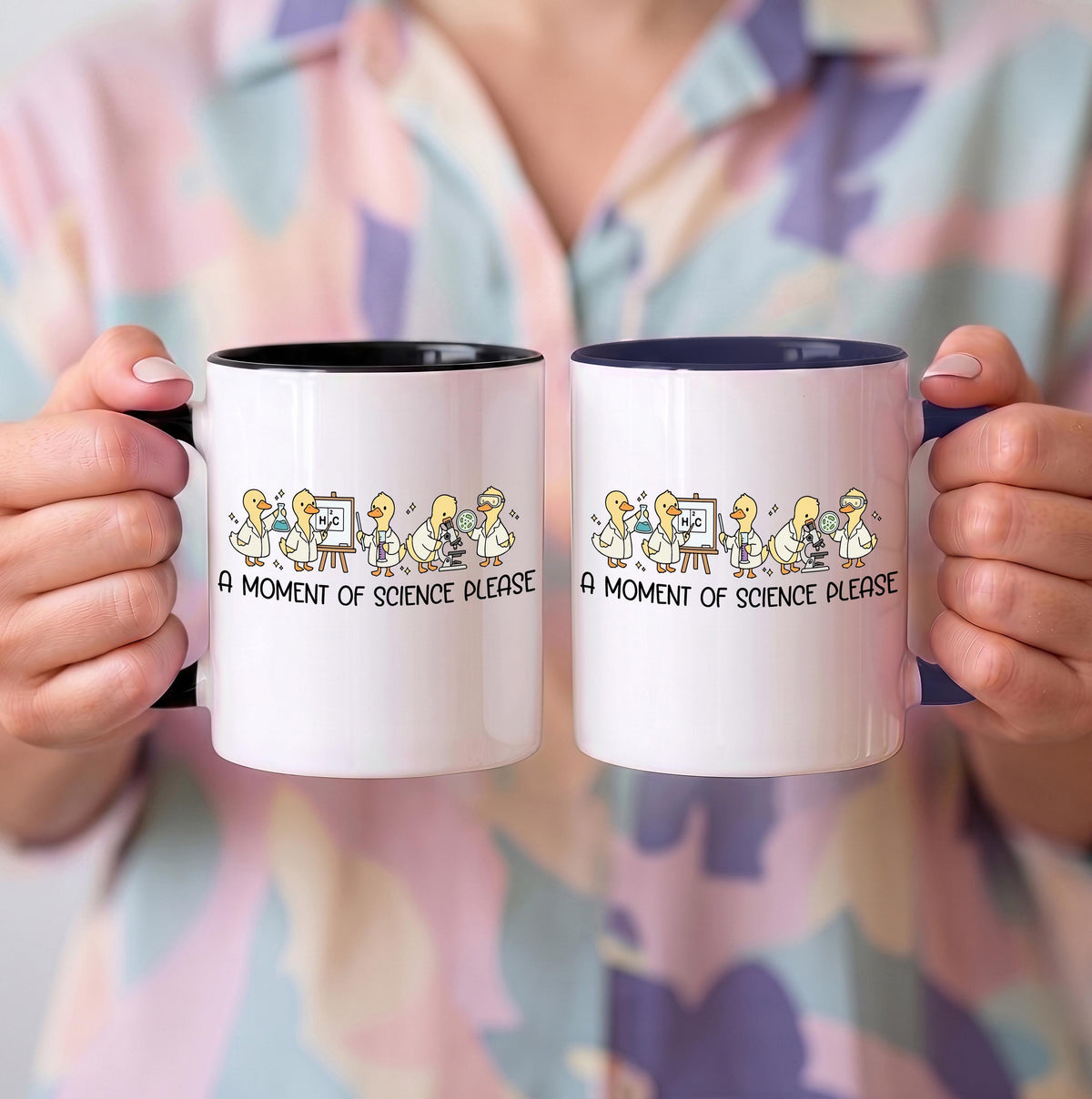 A Moment of Science Please Coffee Mug, Funny Cute Duck STEM Teacher Cup