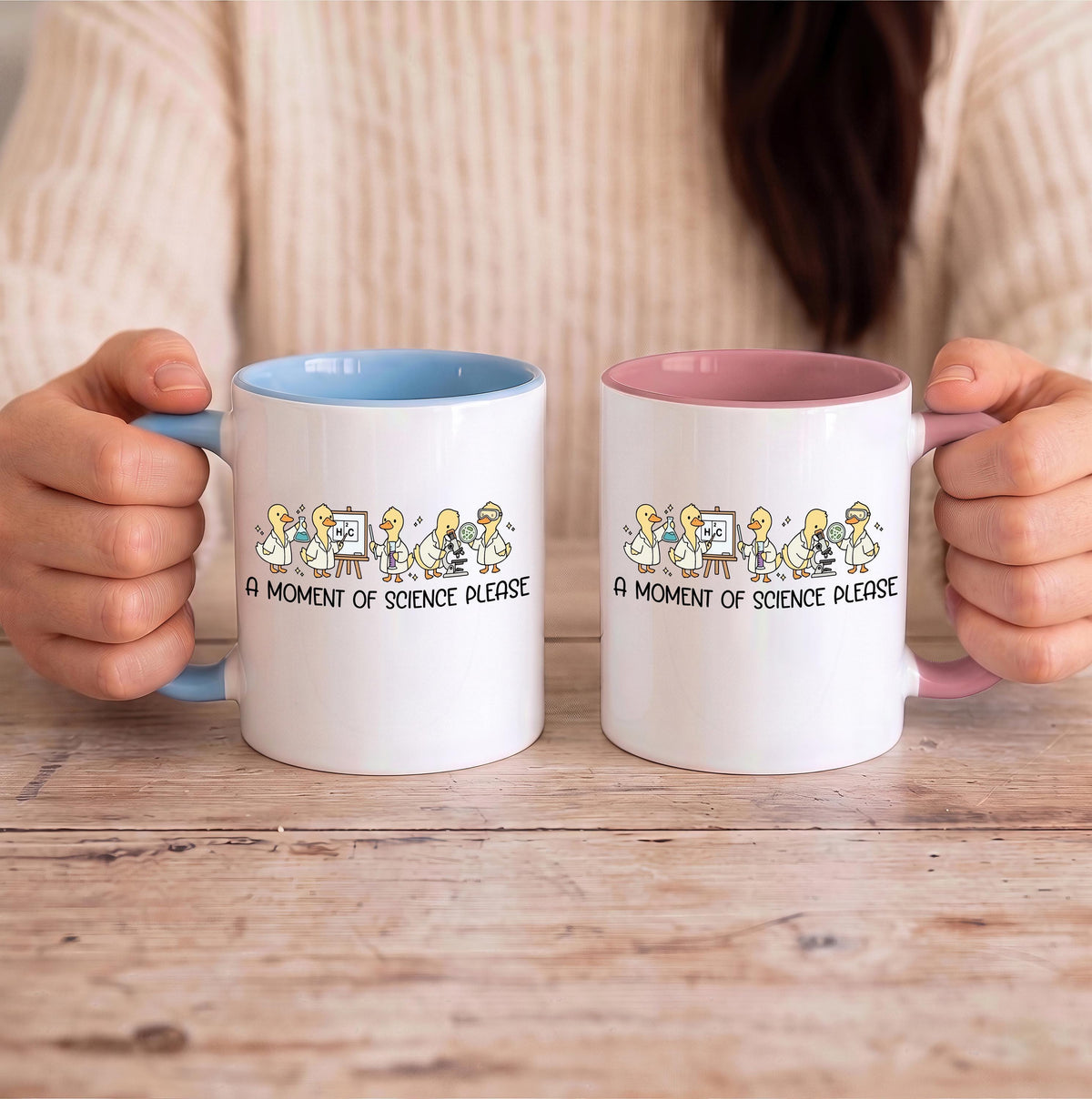 A Moment of Science Please Coffee Mug, Funny Cute Duck STEM Teacher Cup