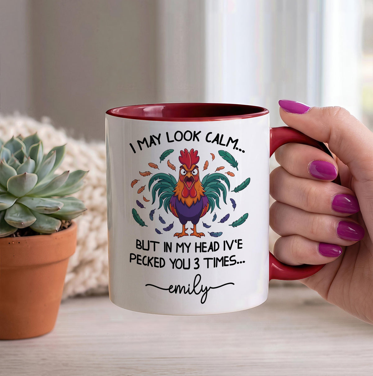Personalized Funny Angry Rooster Ceramic Mug