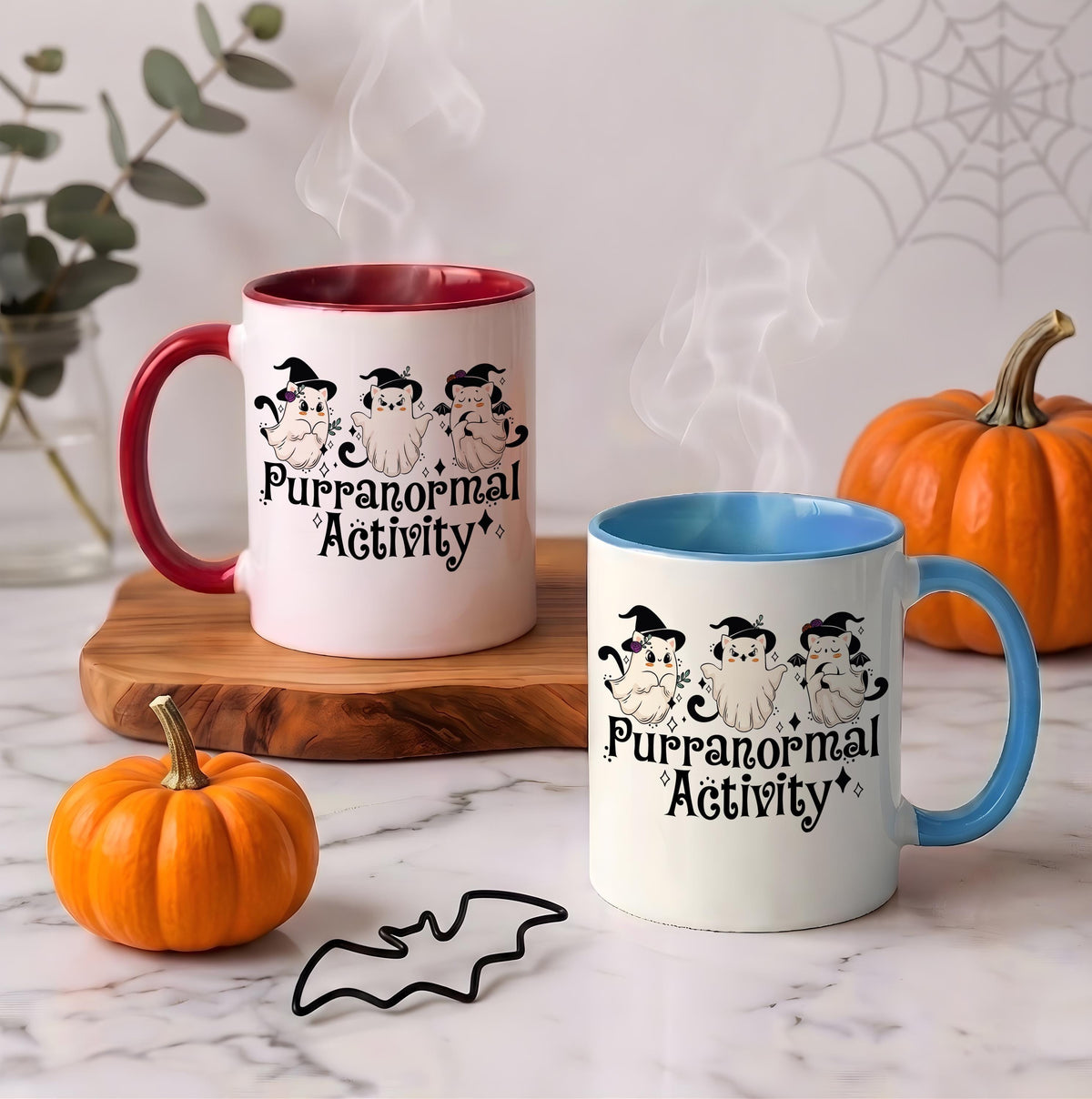 Purranormal Activity Ghost Cat Halloween Mug, Spooky Season Ceramic Drinkware