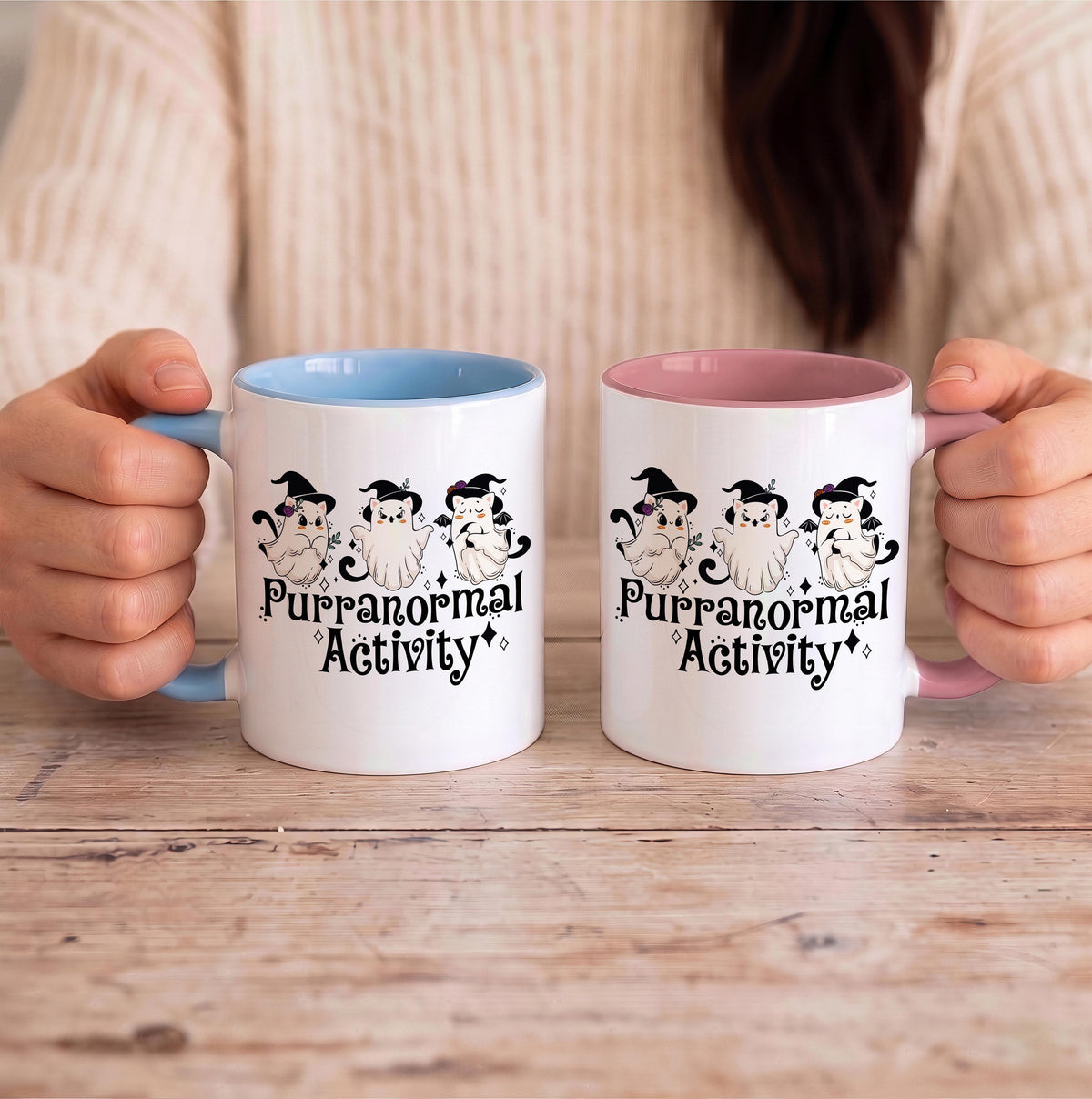 Purranormal Activity Ghost Cat Halloween Mug, Spooky Season Ceramic Drinkware