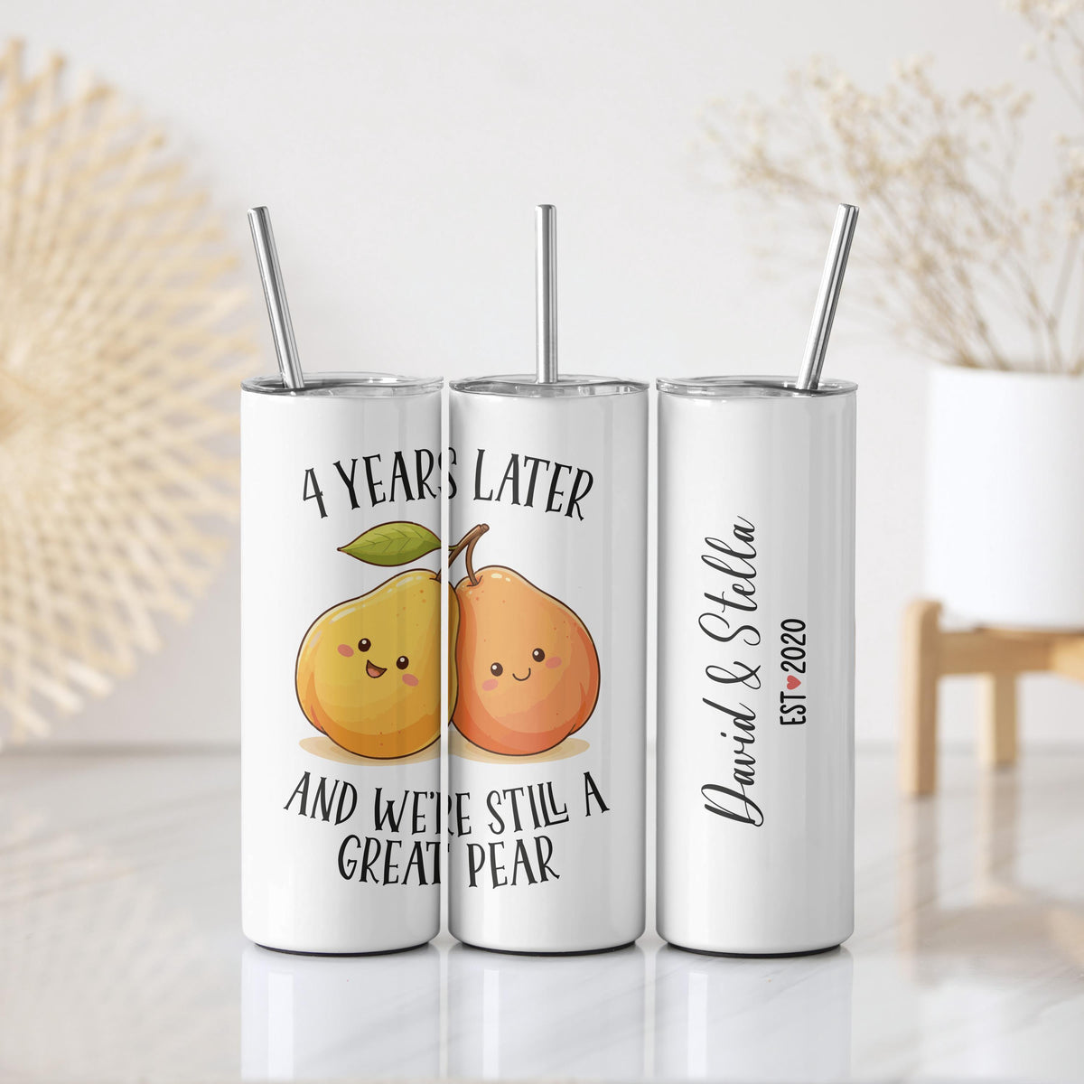 Personalized We're Still A Great Pear Tumbler, Custom Name & Date Couple Coffee Cup