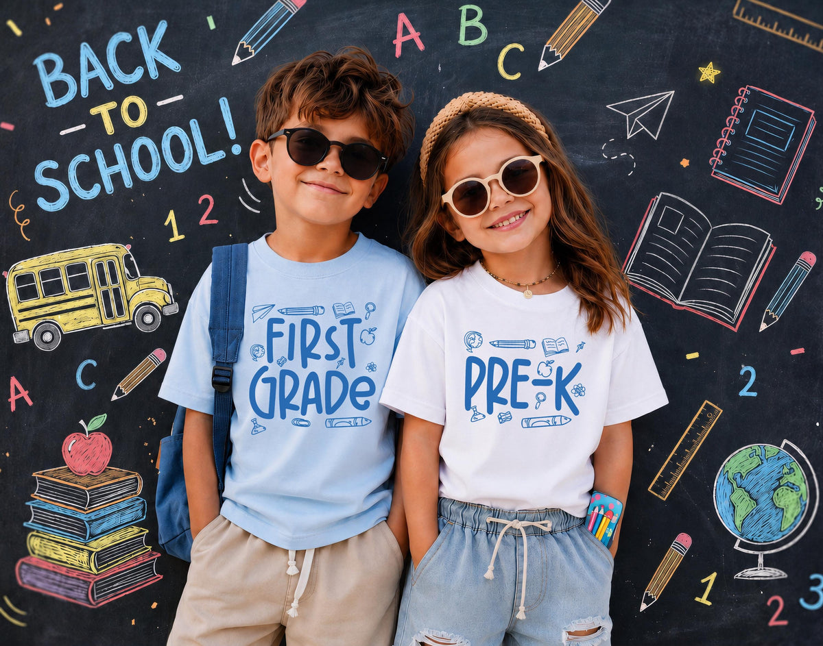 Grade Level Back to School T-Shirt, First Grade Kindergarten Tees, Teacher Team Shirts