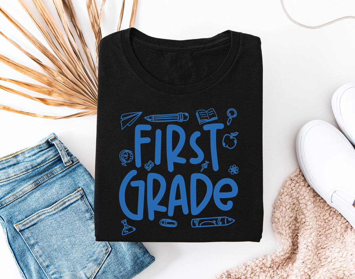 Grade Level Back to School T-Shirt, First Grade Kindergarten Tees, Teacher Team Shirts