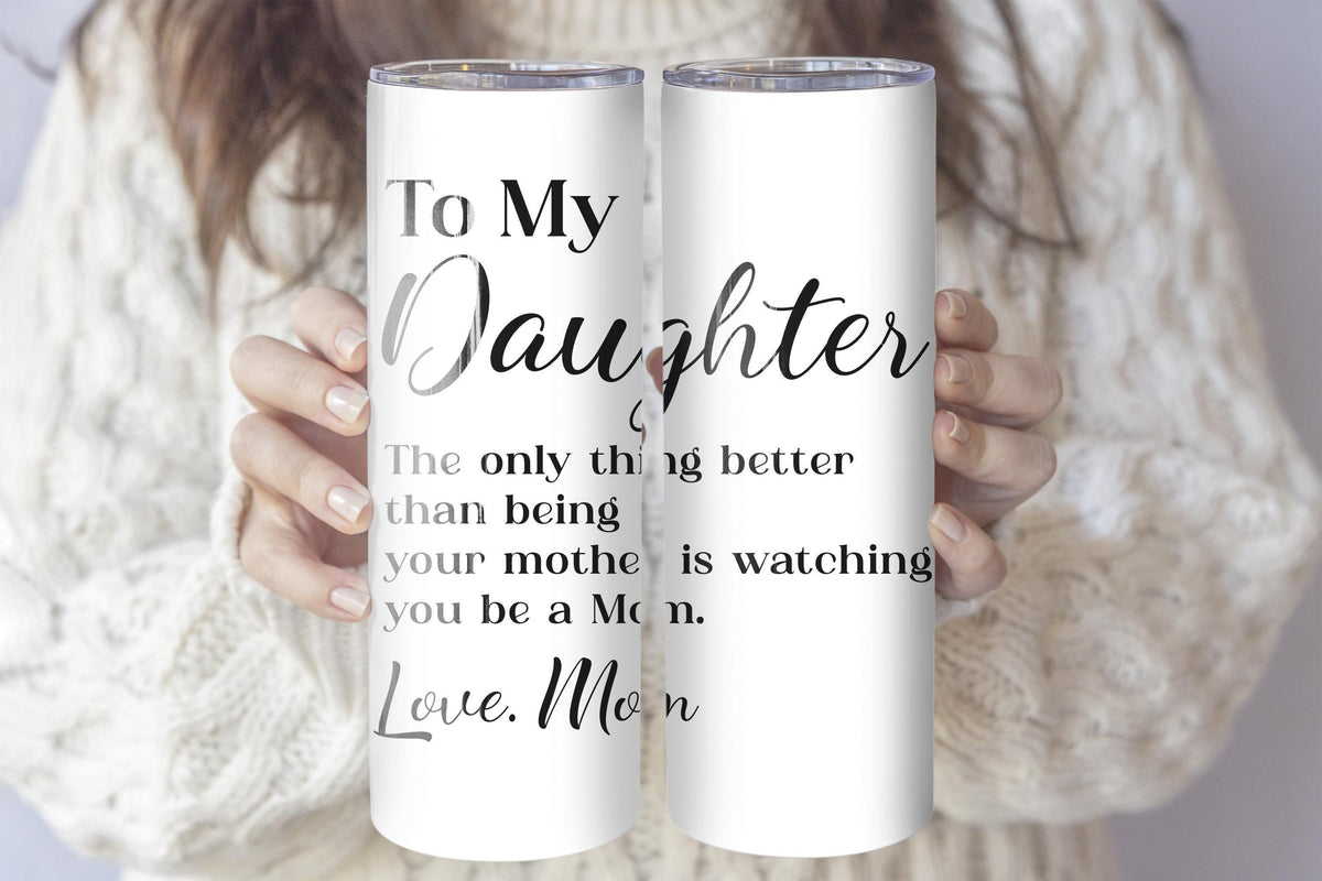 Personalized Floral To My Daughter Tumbler With Straw, Custom Name Birth Flower Coffee Cup